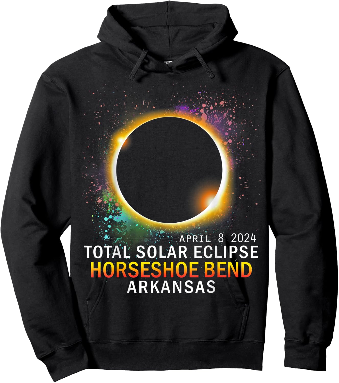 Horseshoe Bend Arkansas Total Solar Eclipse April 8 2024 Hoodie - Hoodie | Black