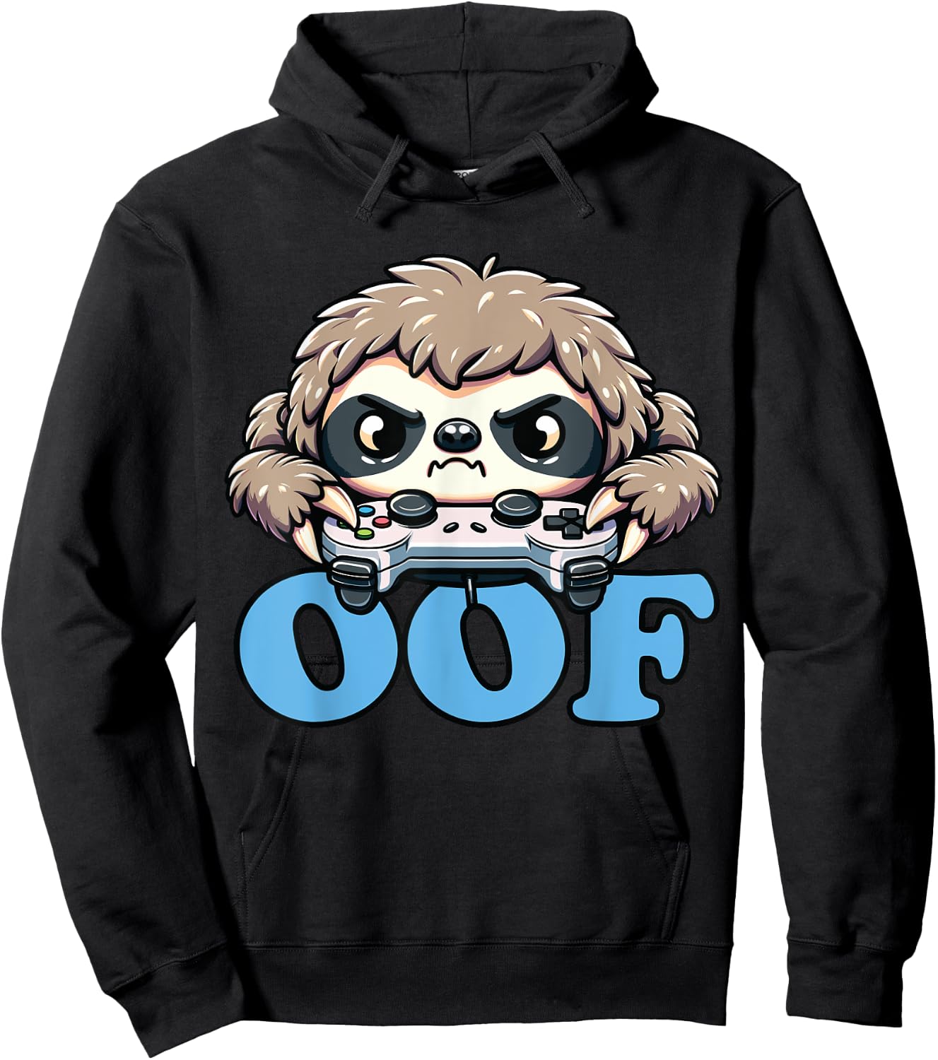Oof Gamer Meme, Anime Gamer Sloth Oof Hoodie - Hoodie | Black