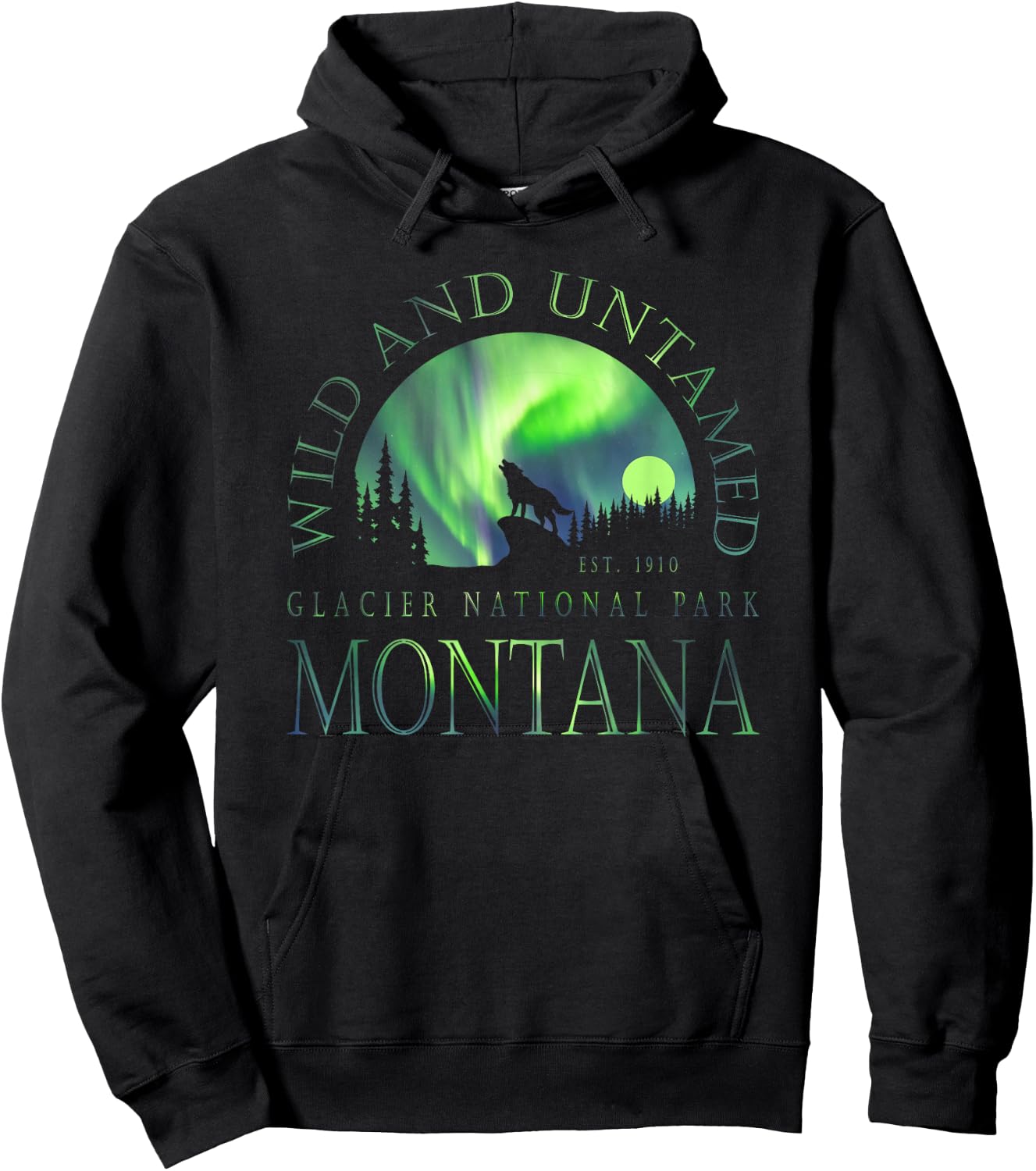 Montana - Glacier National Park - Northern Lights Hoodie - Hoodie | Black