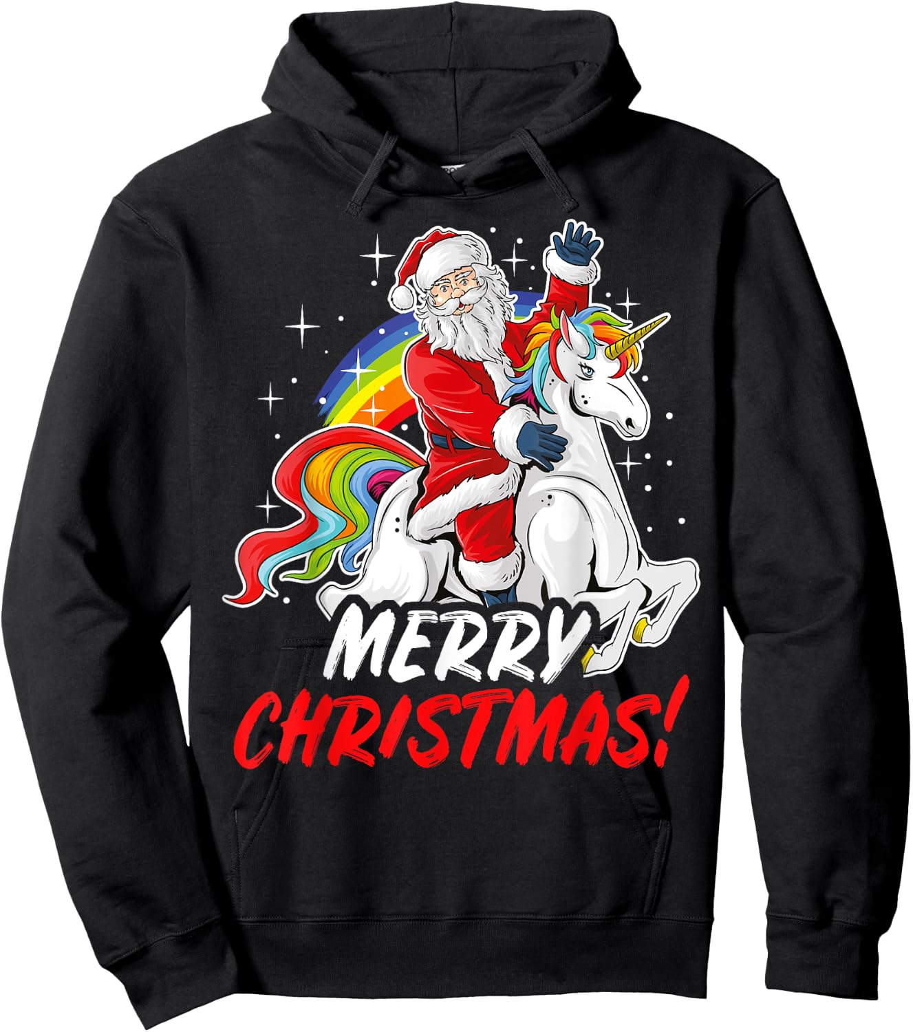 Unicorn Santa Claus Christmas Holiday Hoodie - Hoodie | Black