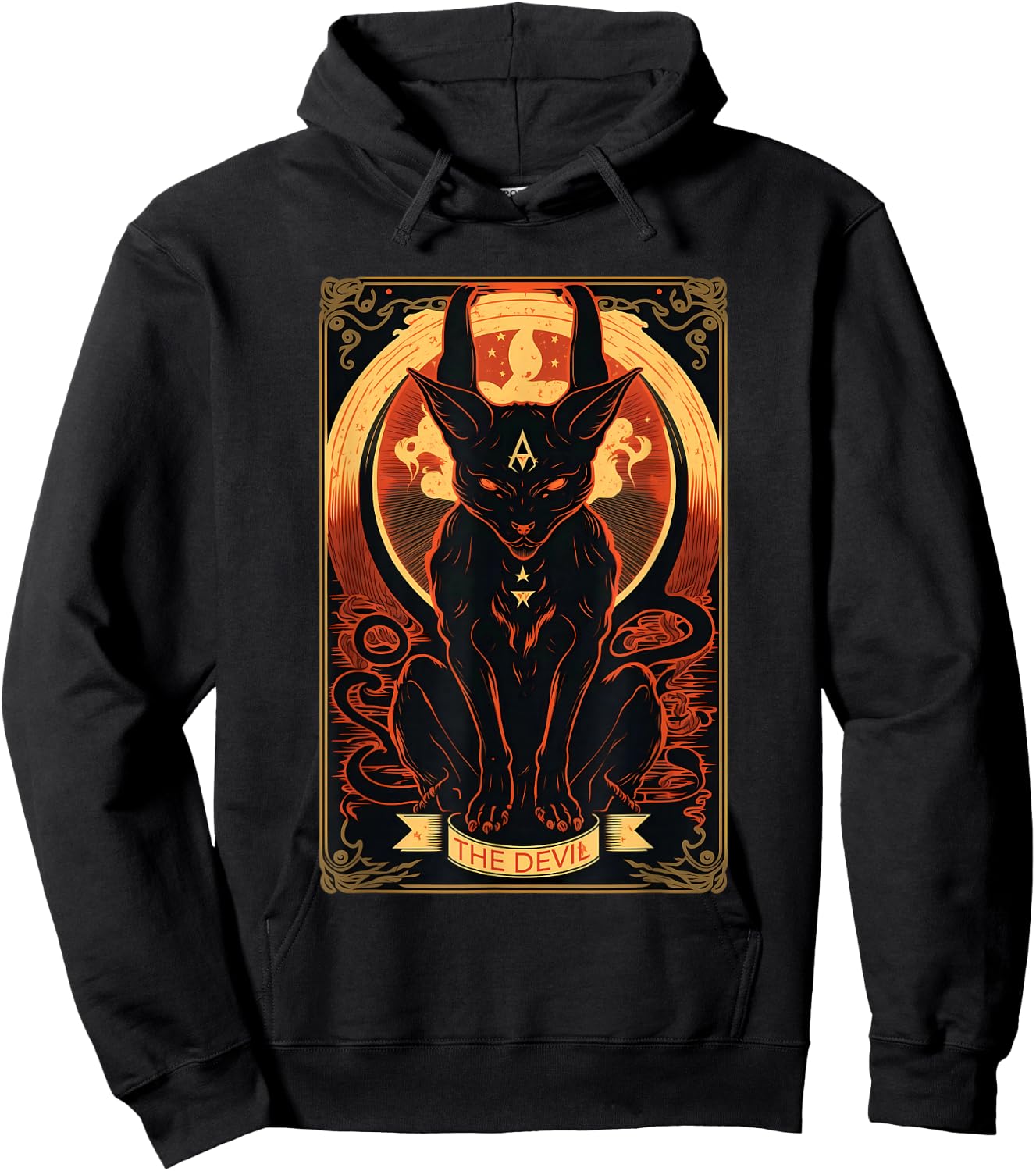 Cat Devil Tarot Card Graphic Illustration Hoodie - Hoodie | Black