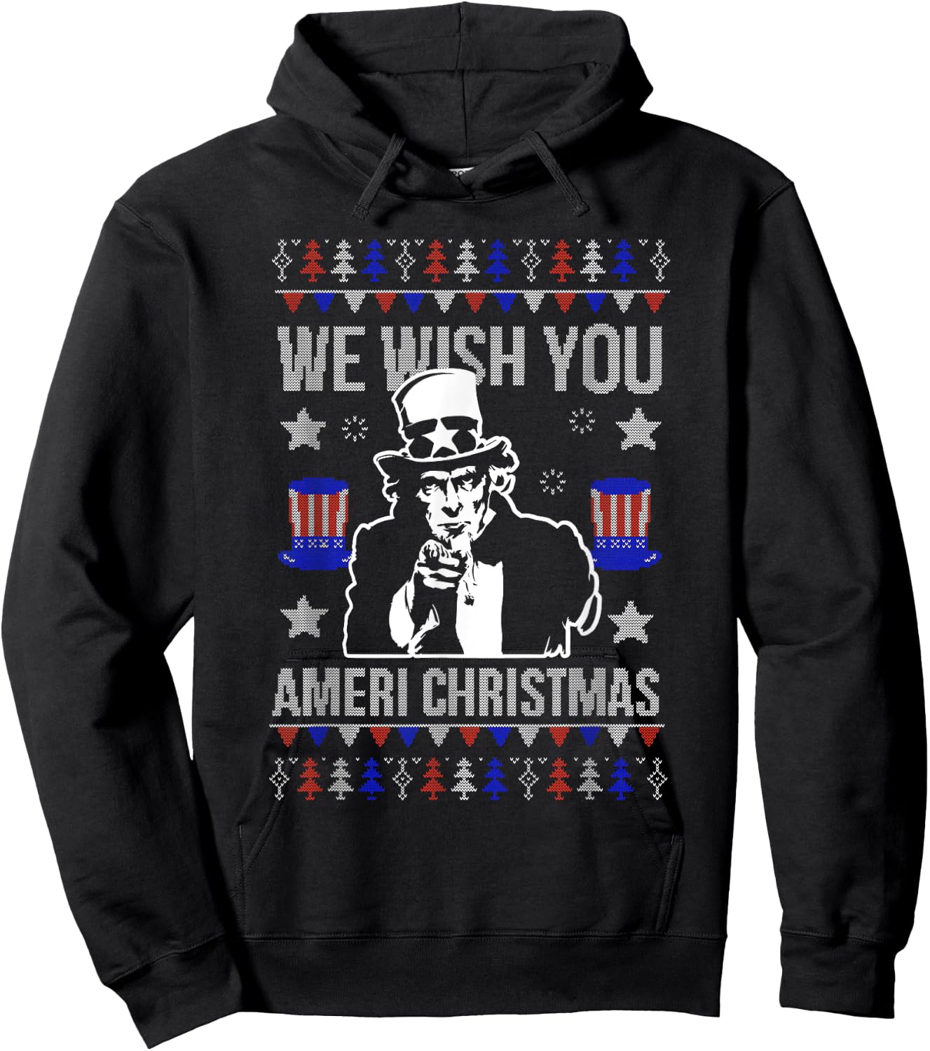 Threadrock -Adults Black Ugly Christmas Hoodie - Hoodie | Black