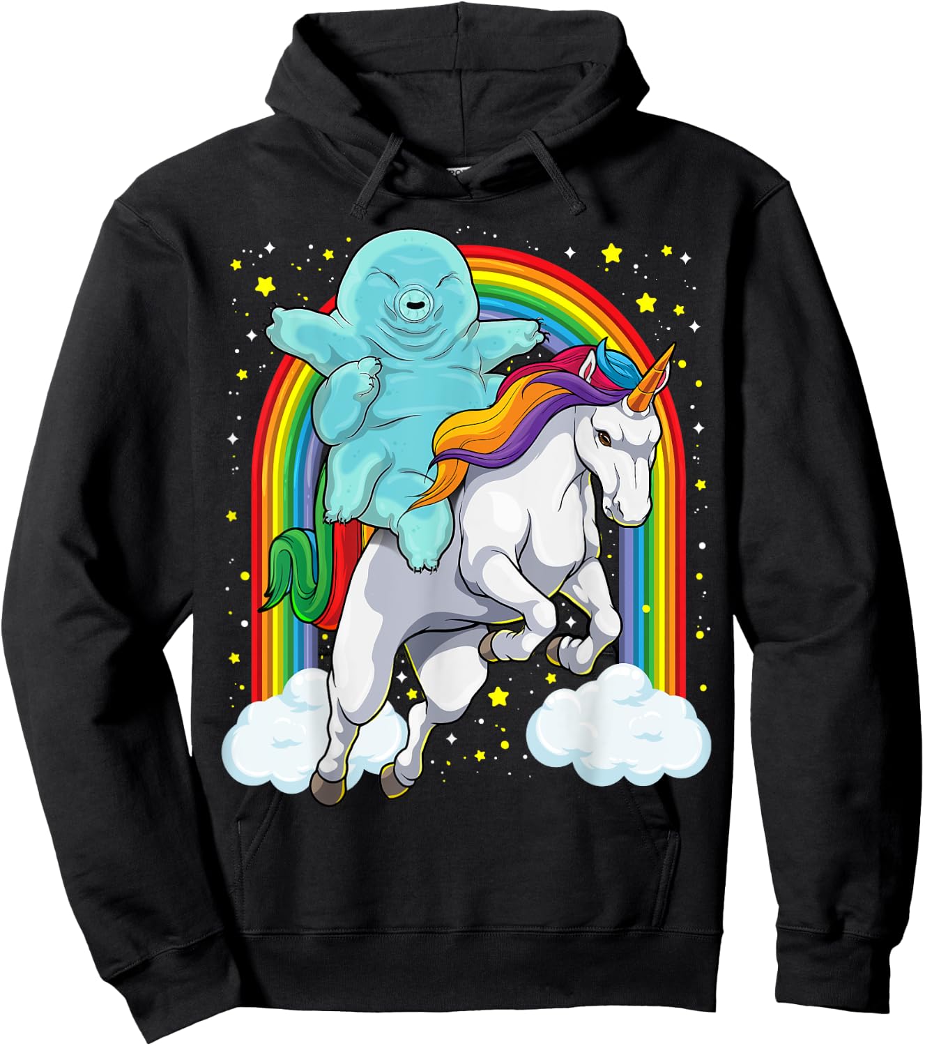 Tardigrade Riding Unicorn Funny Magical Tardigrade Unicorn Hoodie - Hoodie | Black