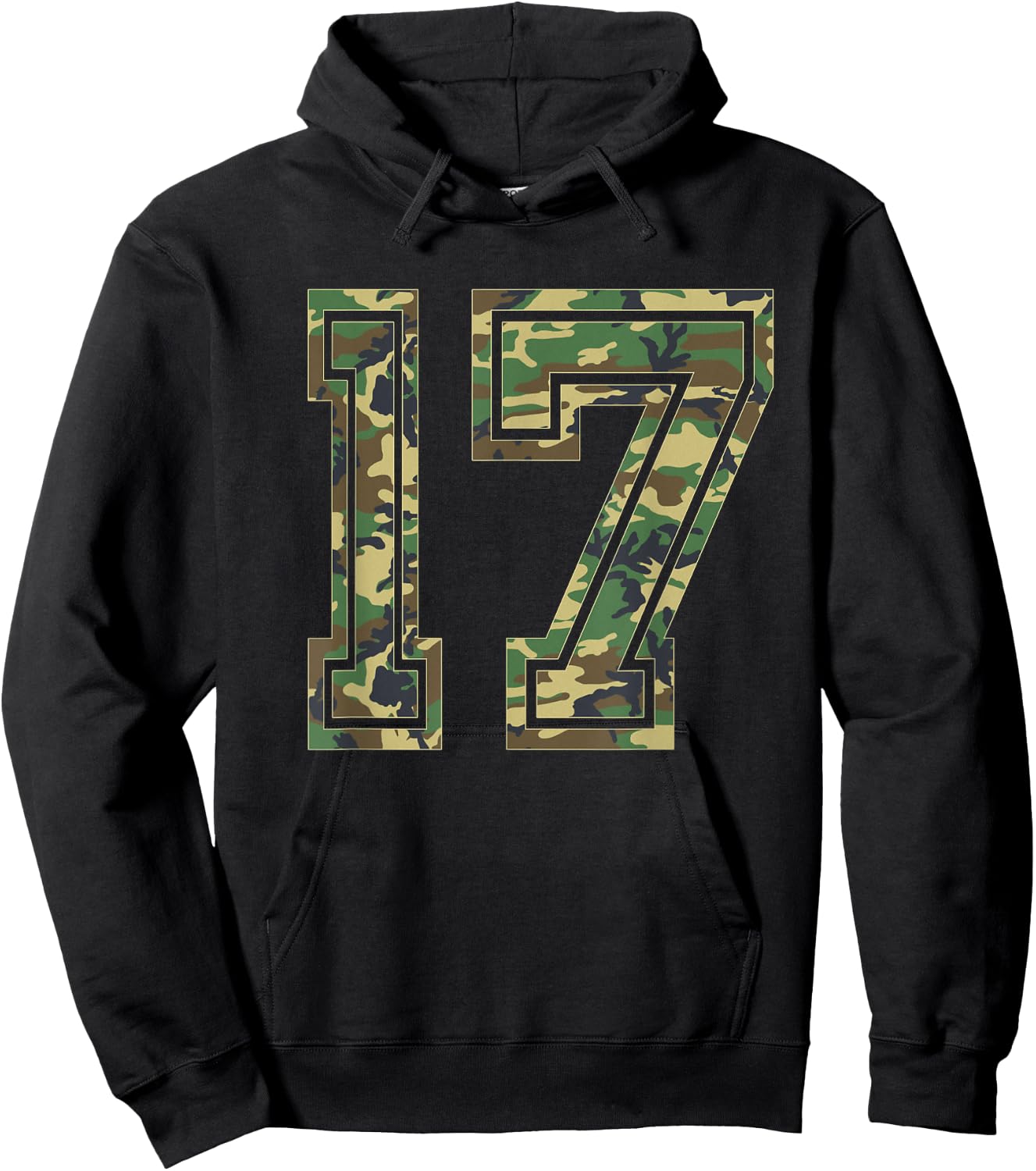 Team Jersey Number 17 Camo Camouflage Hoodie - Hoodie | Black