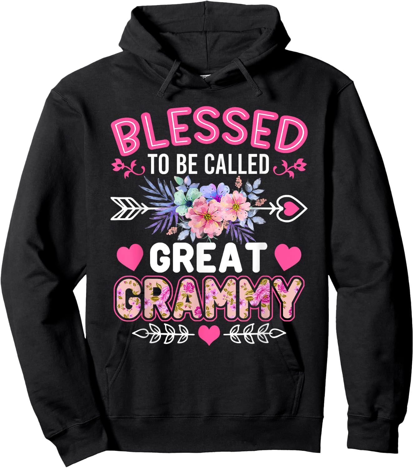 Blessed To Be Called Great Grammy Shirt Funny Mother's Day Hoodie - Hoodie | Black