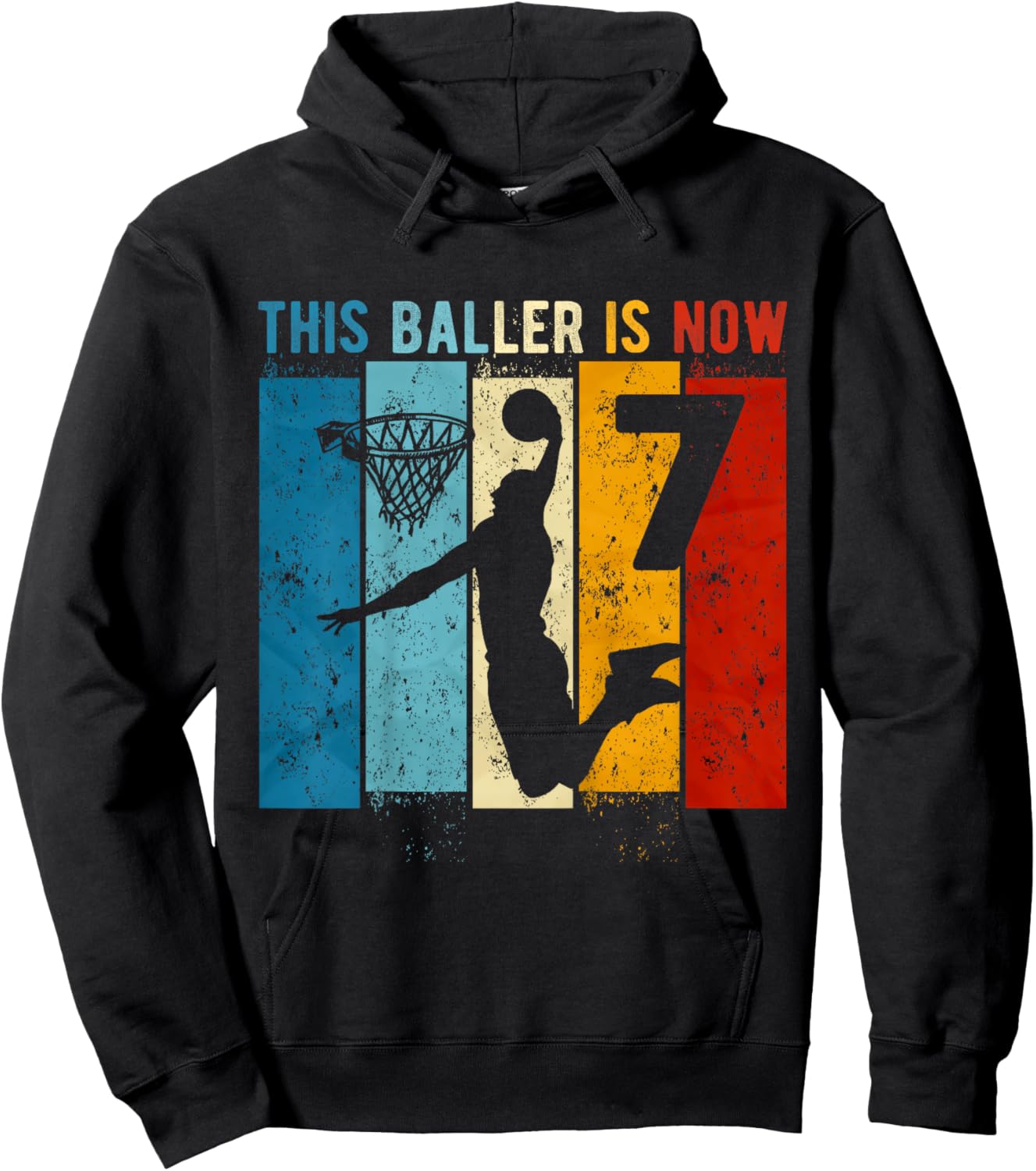 Kids 7 Year Old Basketball 7th Birthday Boy Hoodie - Hoodie | Black