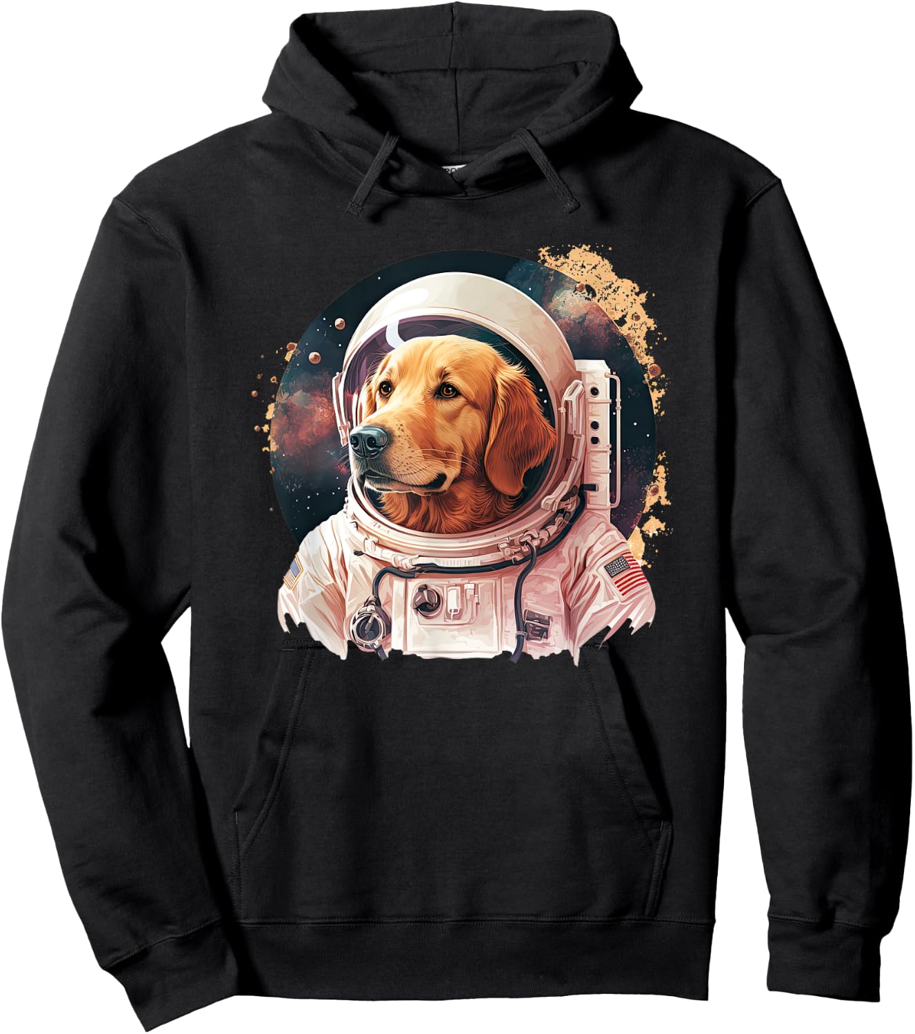 Funny Golden Retriever Astronaut in the space Hoodie - Hoodie | Black