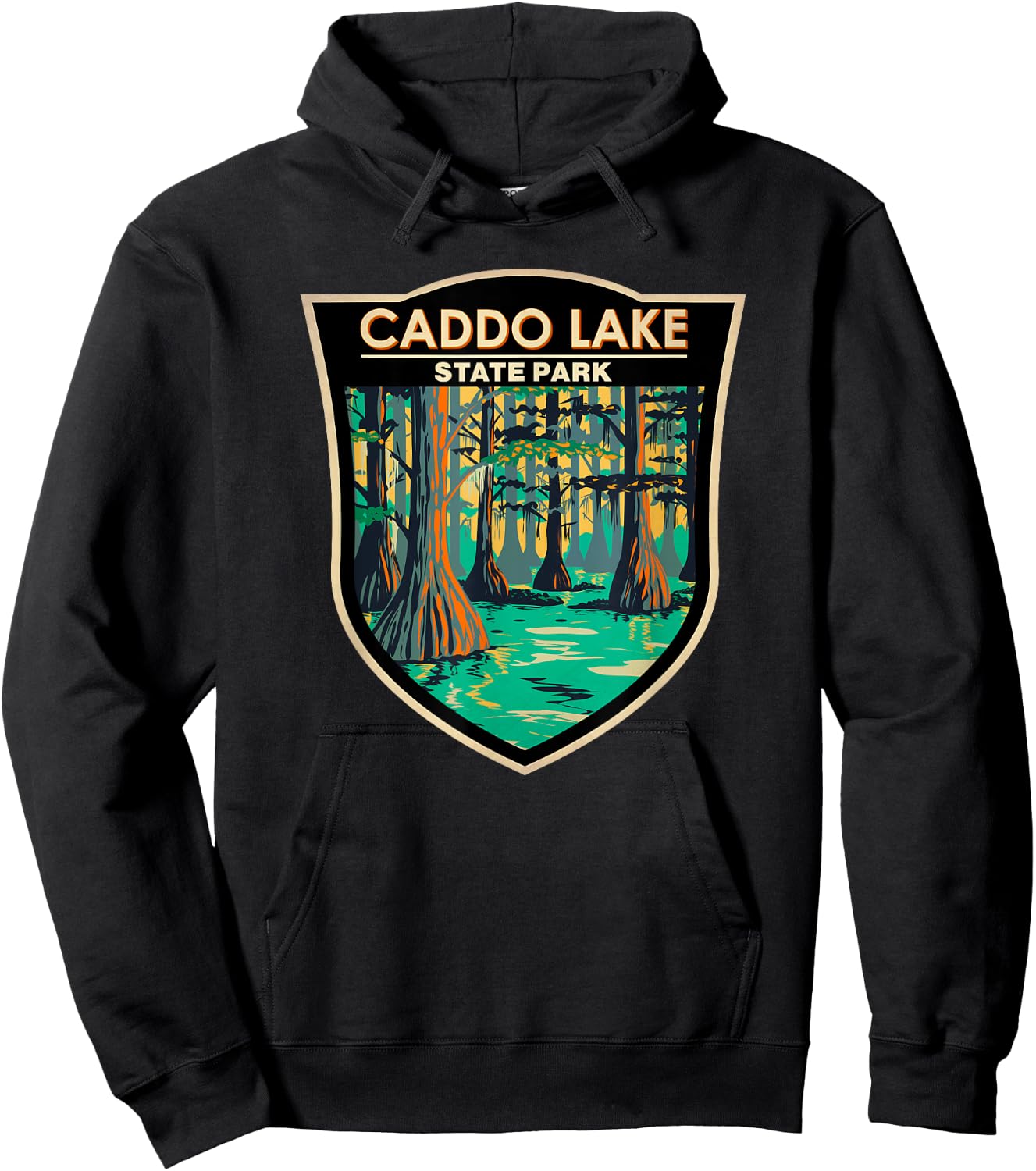 Caddo Lake State Park Texas Badge Vintage Hoodie - Hoodie | Black