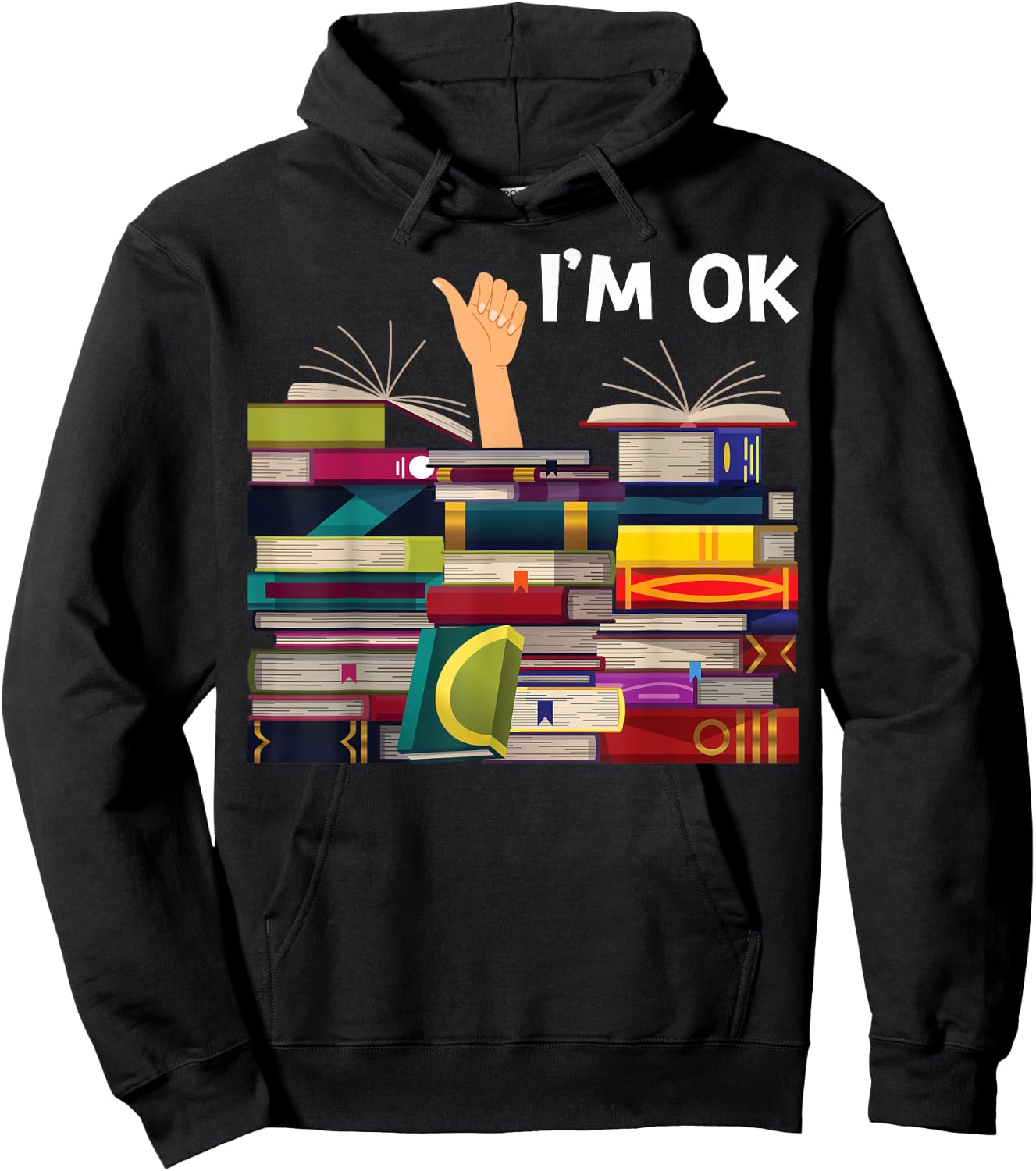 Book Reading and Book Lovers I'm Ok Funny Apparel. -Kids Black Book-Themed Hoodie - Hoodie | Black