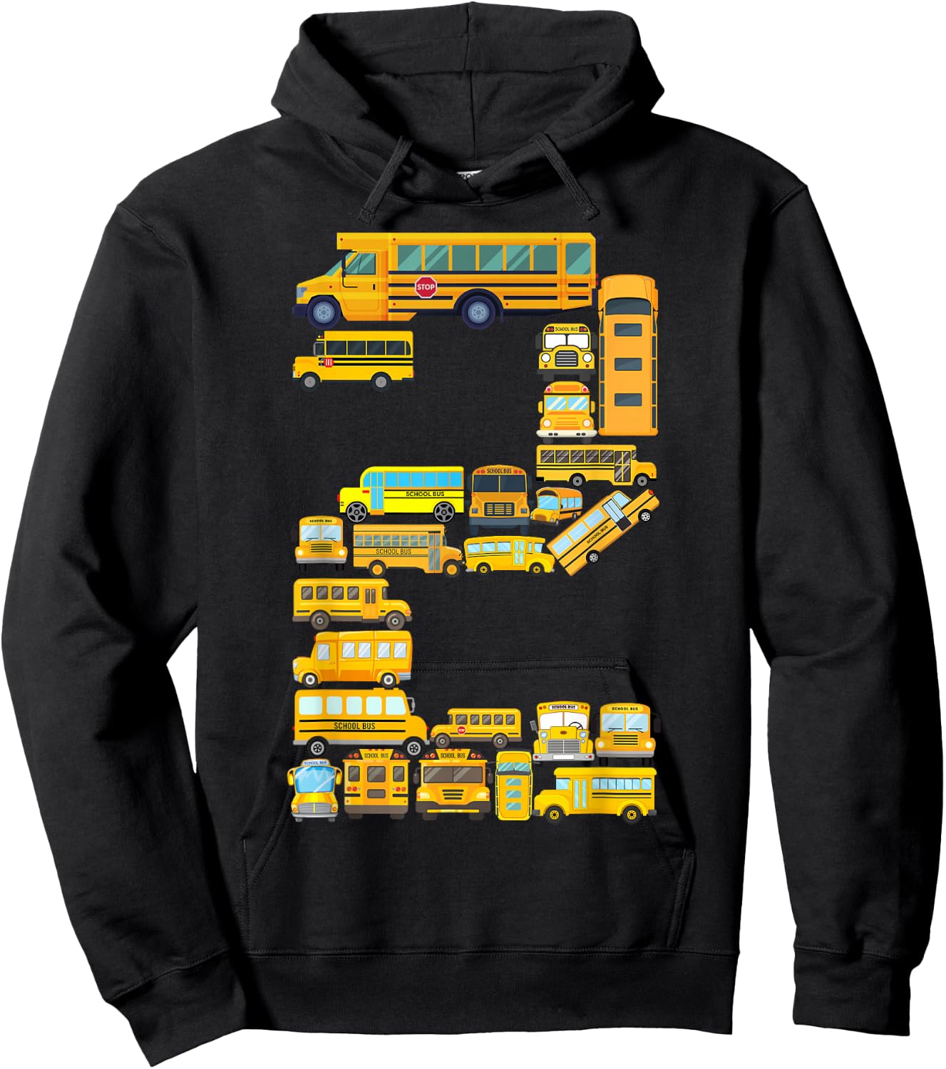 2 Year Old Toddler 2nd Birthday School Bus Theme Kids Party Hoodie - Hoodie | Black