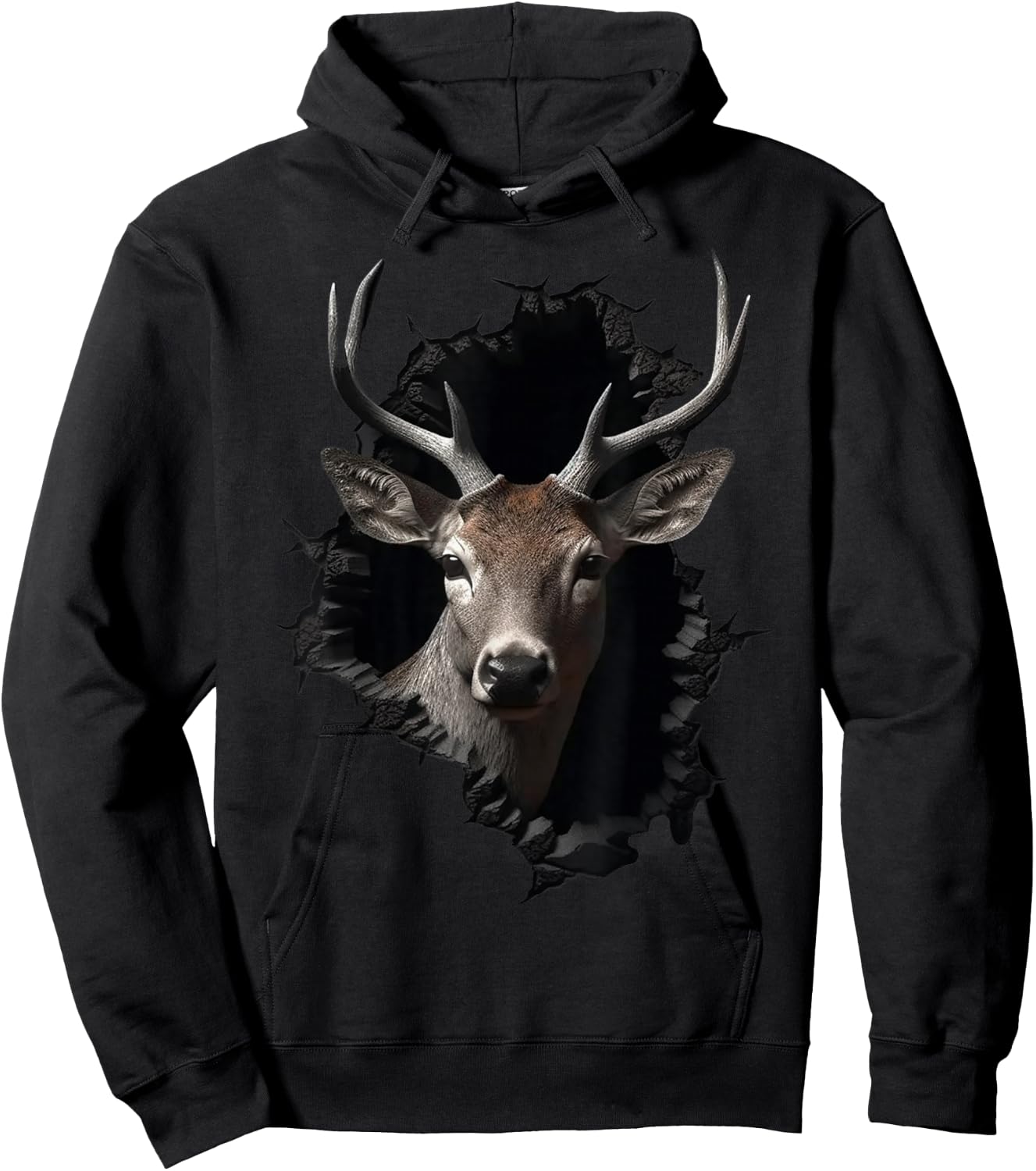 Deer Artwork Wall - Animal Deer Hoodie - Hoodie | Black