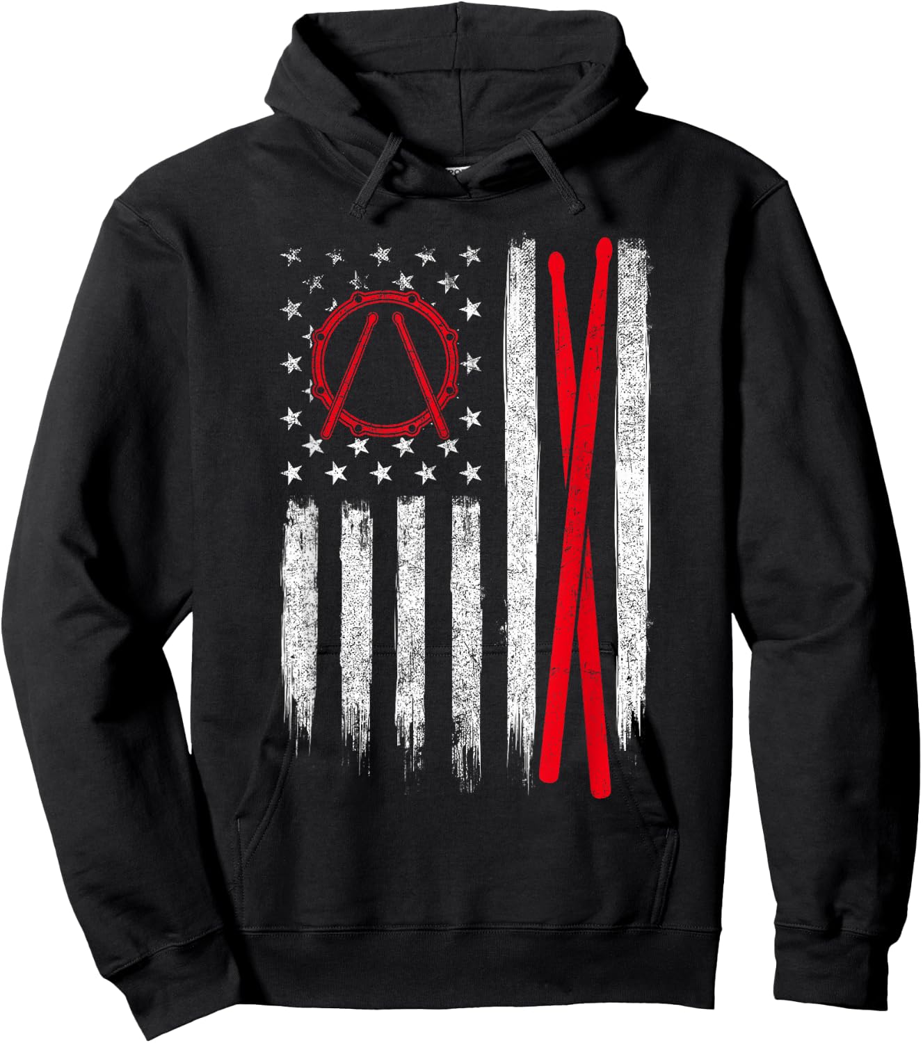 Drumsticks - USA American Flag Drummer Drumming Percussion Hoodie - Hoodie | Black