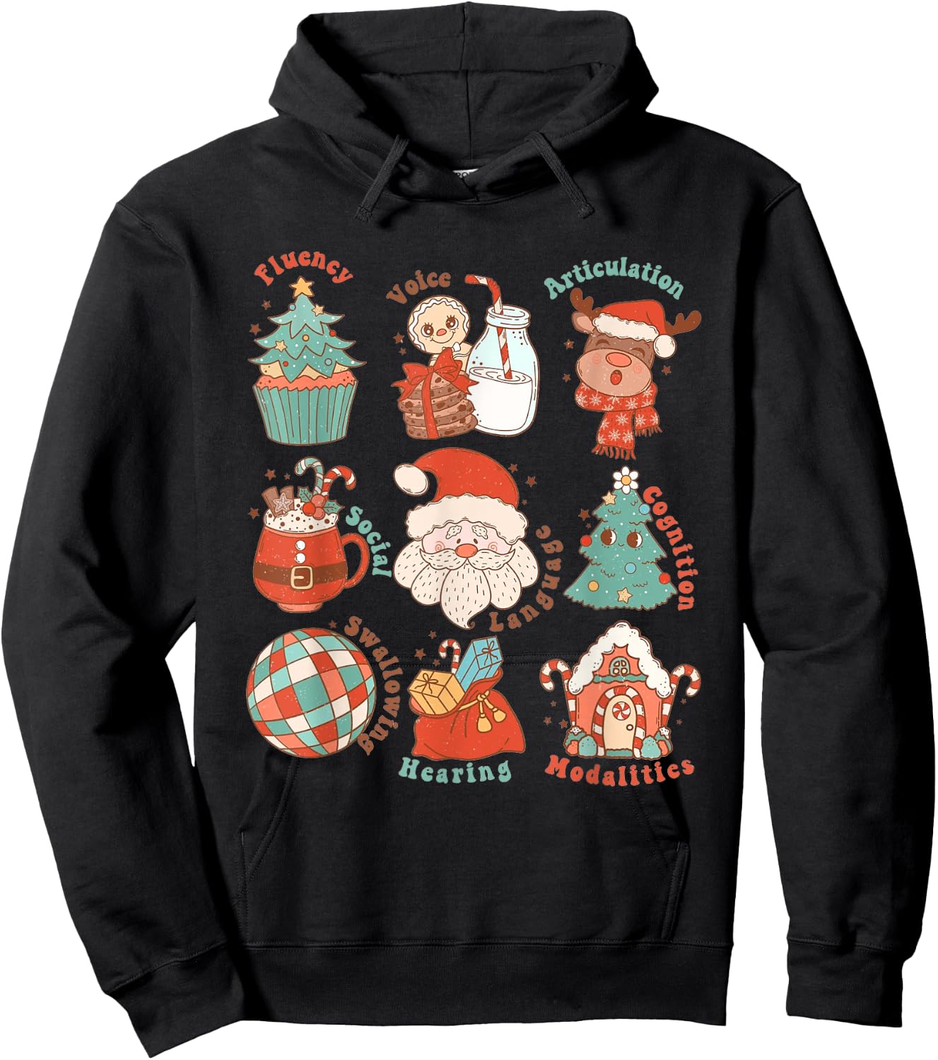 Speech Language Pathologist SLP Merry Christmas Cute Hoodie - Hoodie | Black
