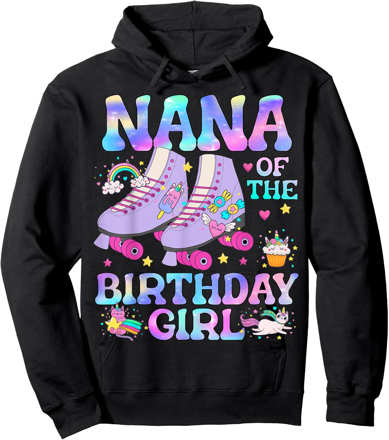 Nana of The Birthday Girl Rolling Skate Lover Matching Hoodie - Hoodie | Black