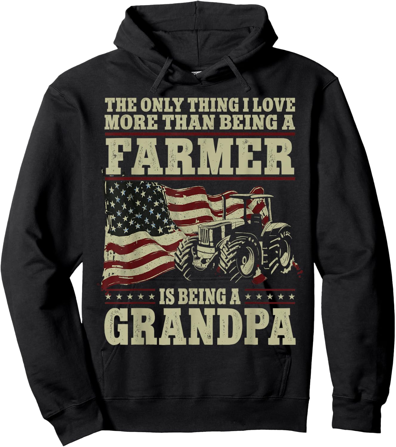 Farming Farmer Grandpa Vintage Tractor American Flag The Hoodie - Hoodie | Black