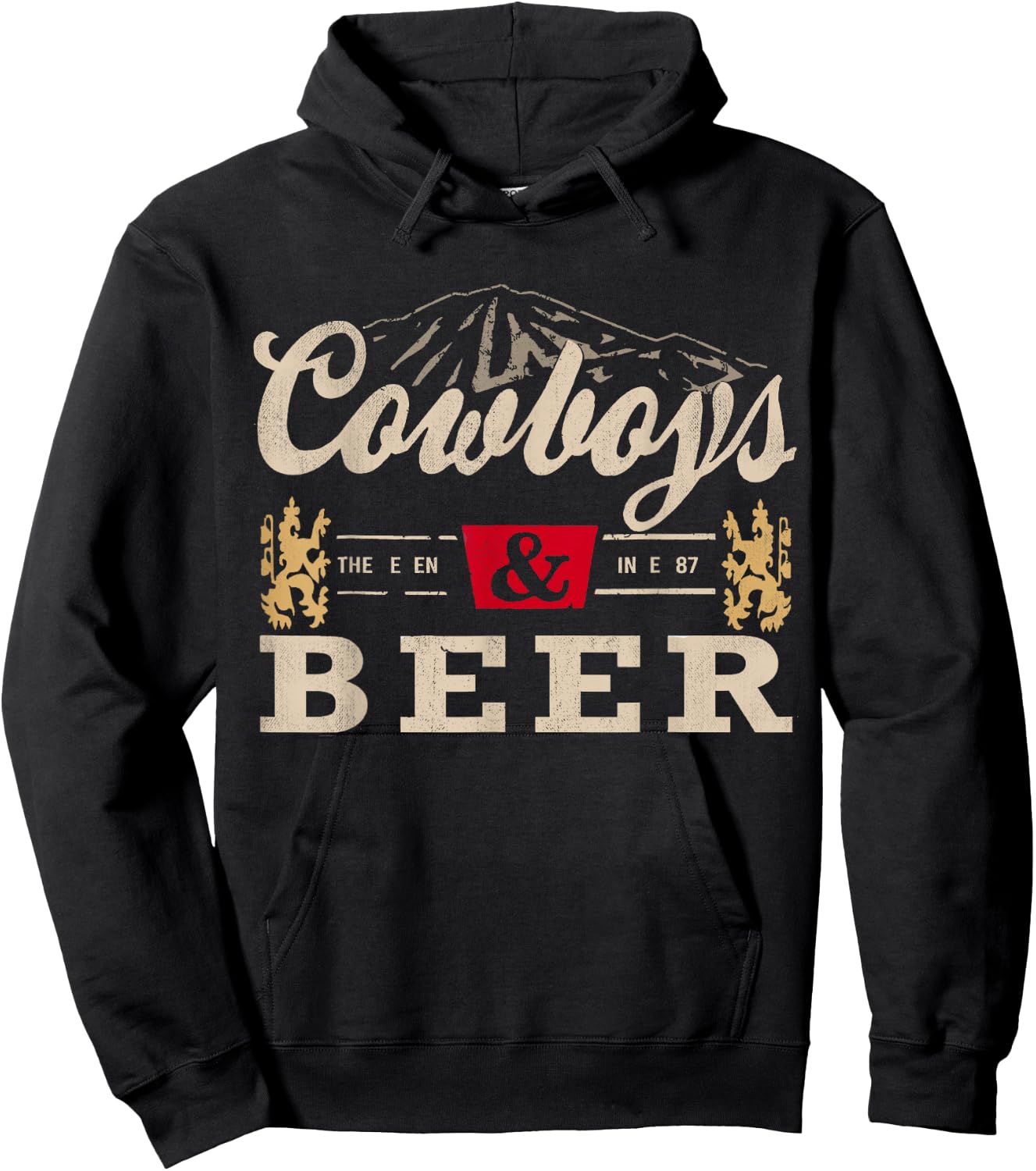 Vintage Cowboys Western and Beer, Cowboy Lovers Small Hoodie - Hoodie | Black