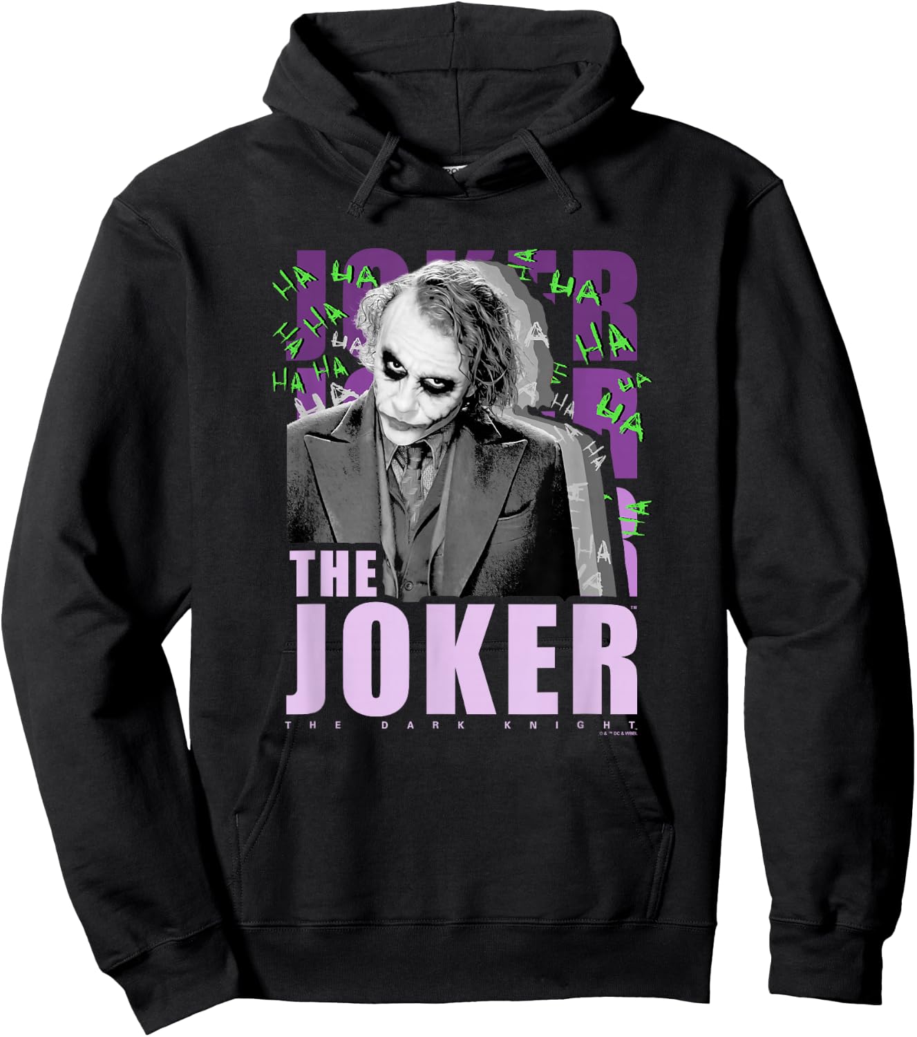 The Dark Knight The Joker Purple Ha Ha Distressed Poster Hoodie - Hoodie | Black