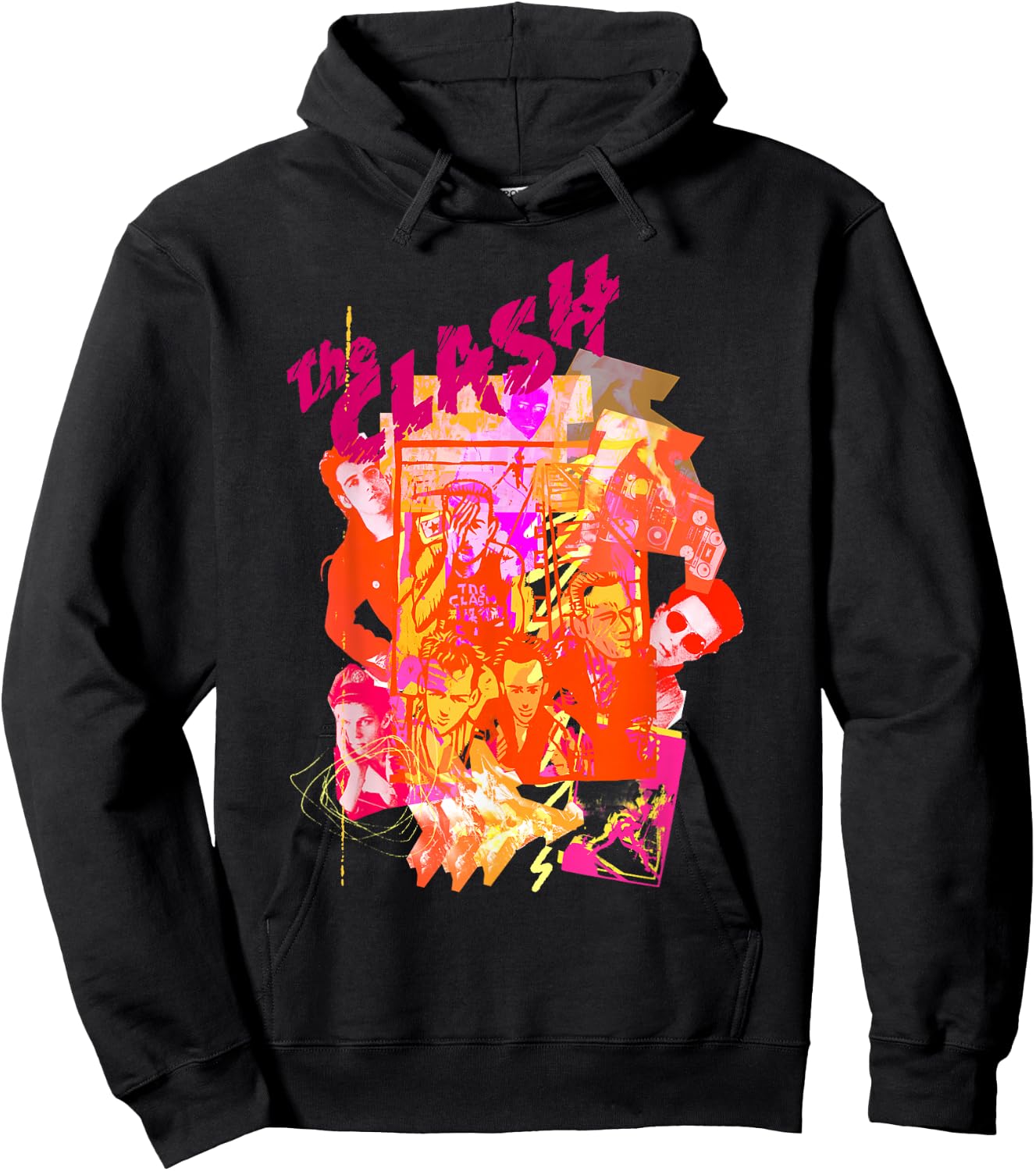 The Clash - Collage Neon Hoodie - Hoodie | Black