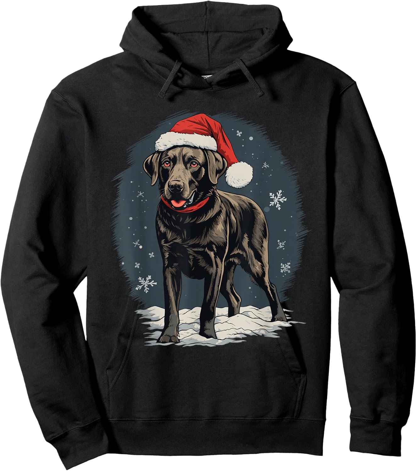Black Labrador Christmas Santa Hat Xmas Pajama Hoodie - Hoodie | Black