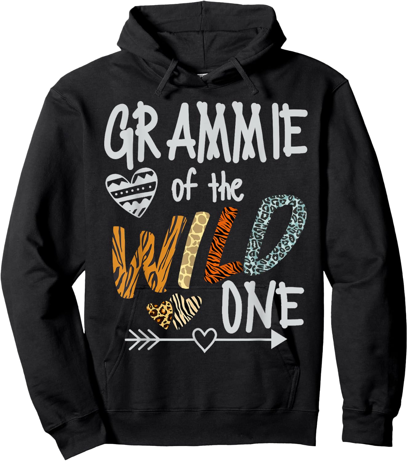 Grammie of The Wild One Animal Safari 1st Birthday Theme Hoodie - Hoodie | Black