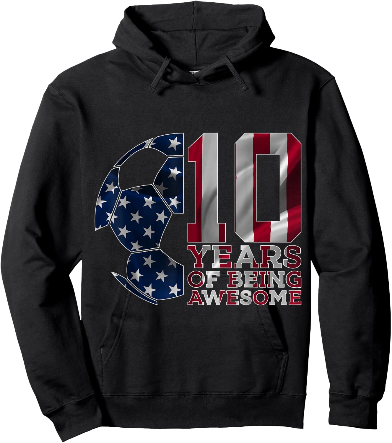 10 Years of Being Awesome Soccer 10th Birthday Hoodie - Hoodie | Black