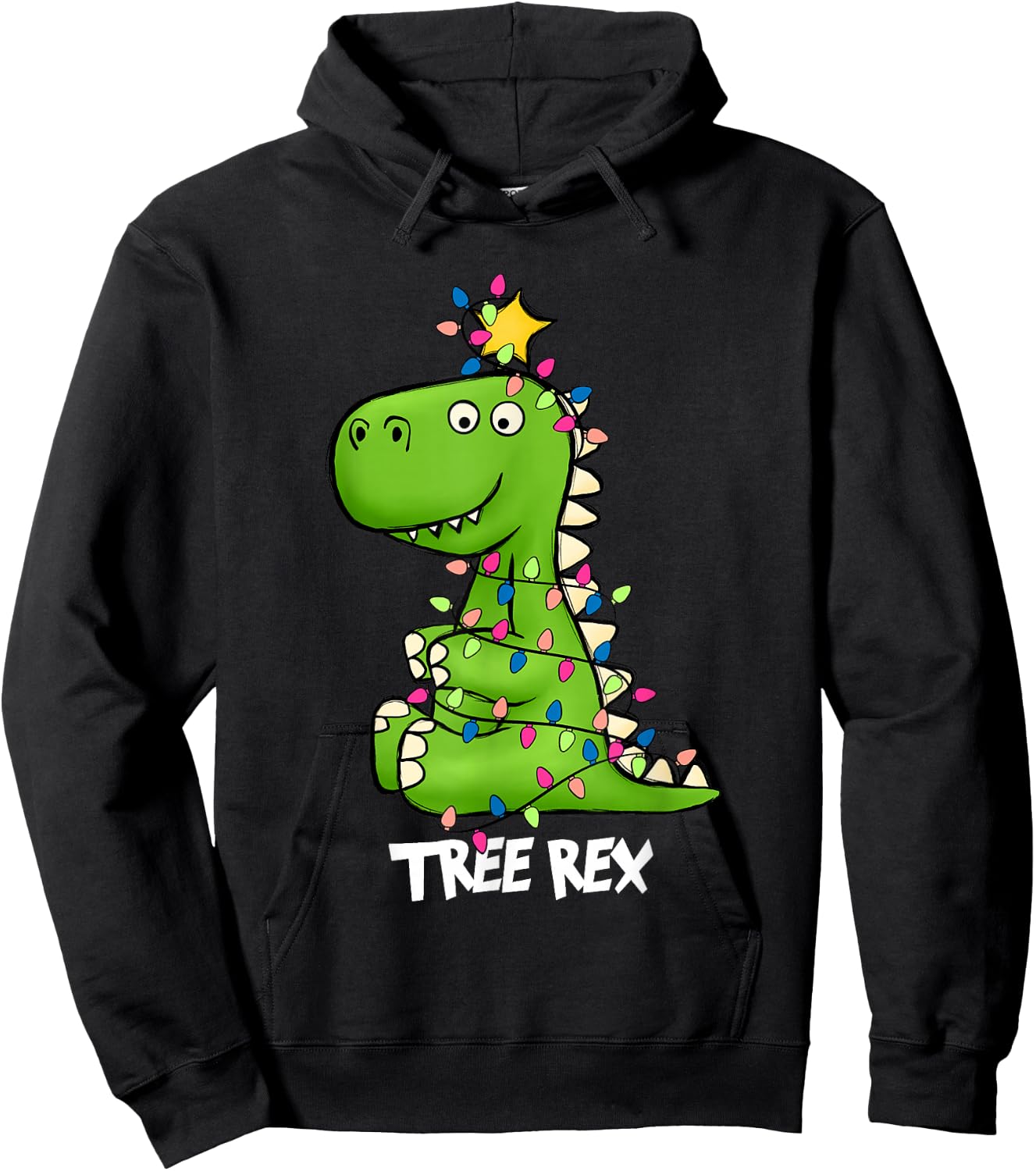 Tree Rex Funny Xmas Trex Boys Toddler Christmas Dinosaur Hoodie - Hoodie | Black