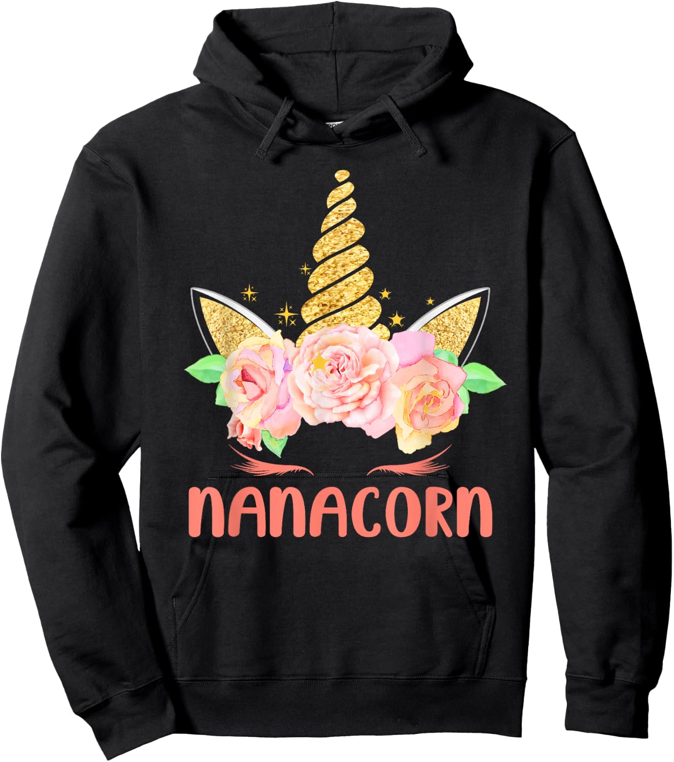 Funny Nanacorn Unicorn Mama Lover Family Matching Costume Hoodie - Hoodie | Black