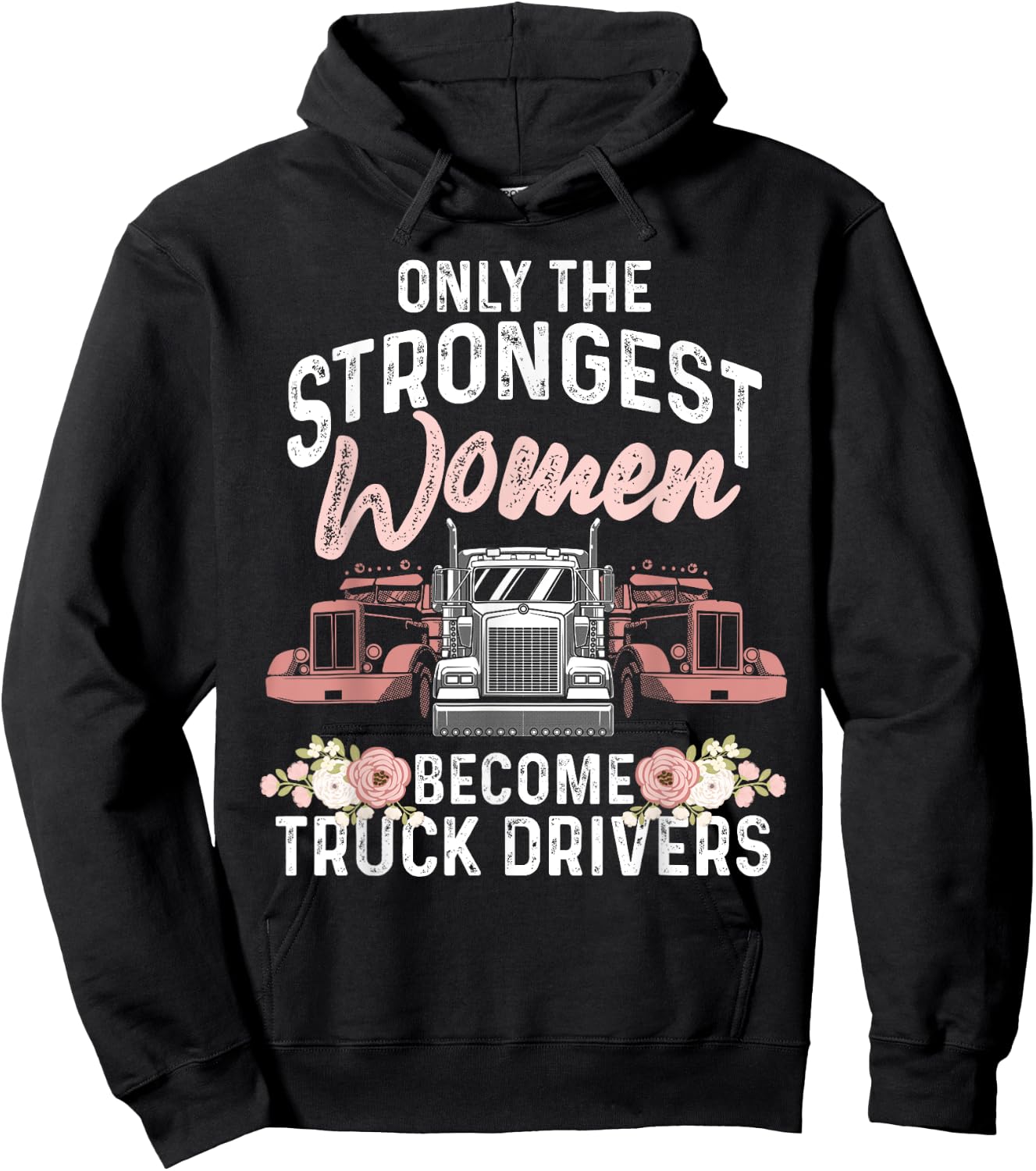 Funny Female Truck Driver Design Girls Trucking Hoodie - Hoodie | Black