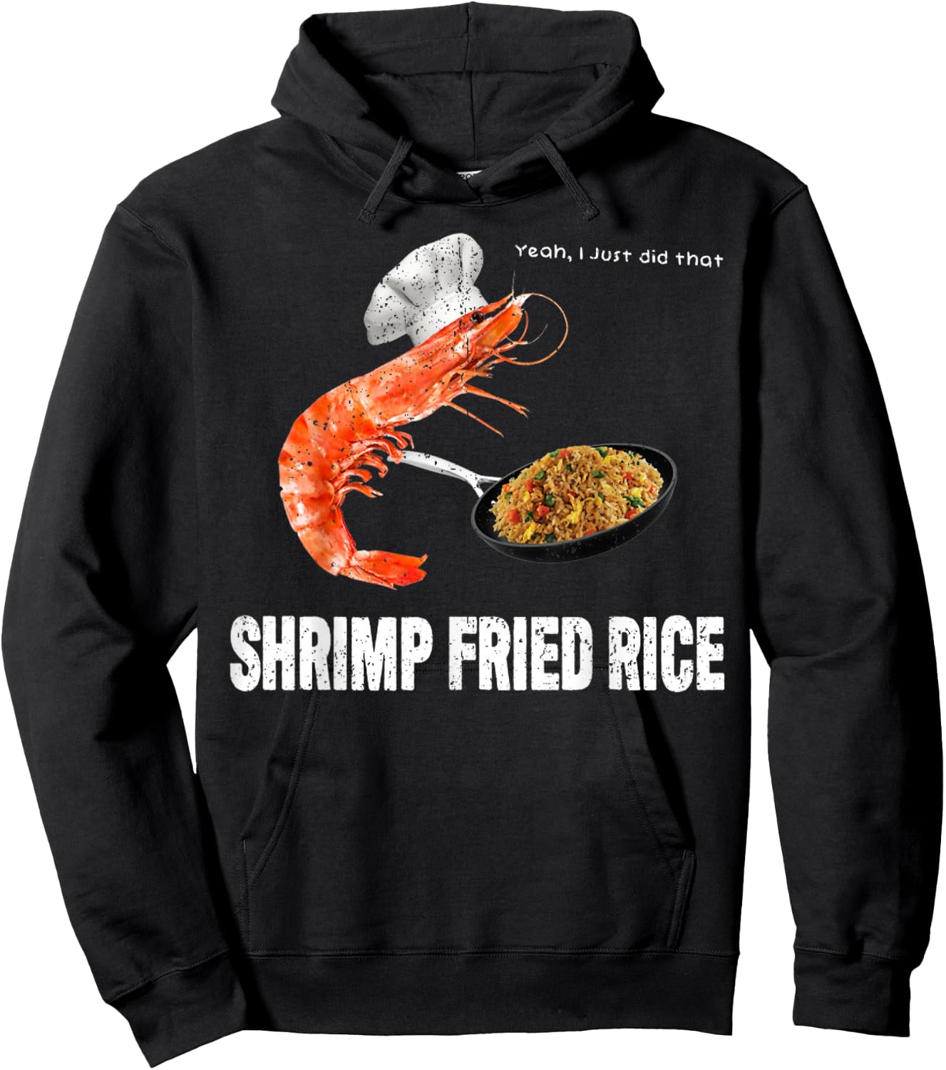 Vintage A Shrimp Fried This Rice Funny Who Love Shrimps Hoodie - Hoodie | Black