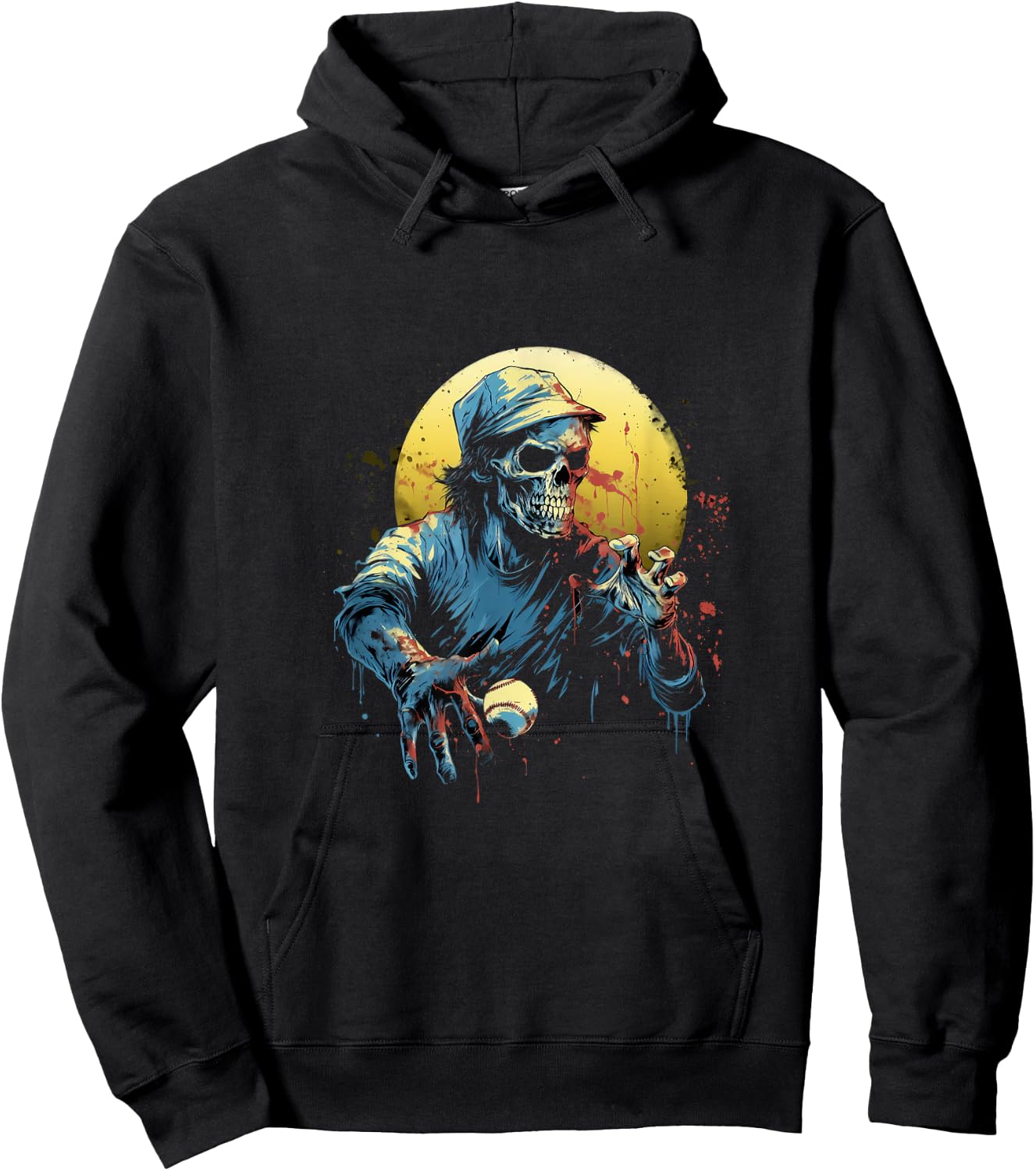 Zombie Playing Baseball Halloween Baseball Player Hoodie - Hoodie | Black