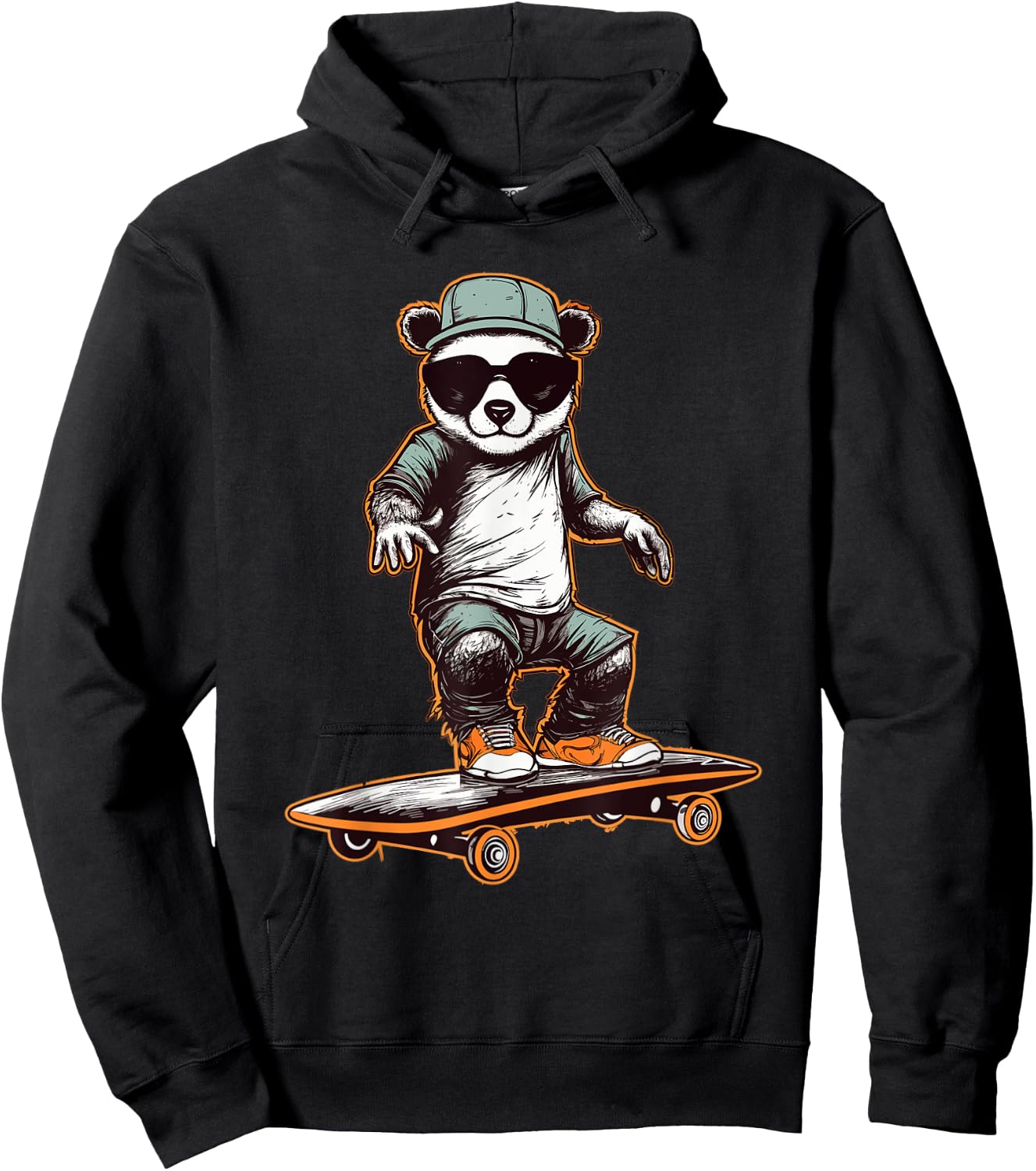 Skateboarding Panda Skater Skateboarder Women Hoodie - Hoodie | Black