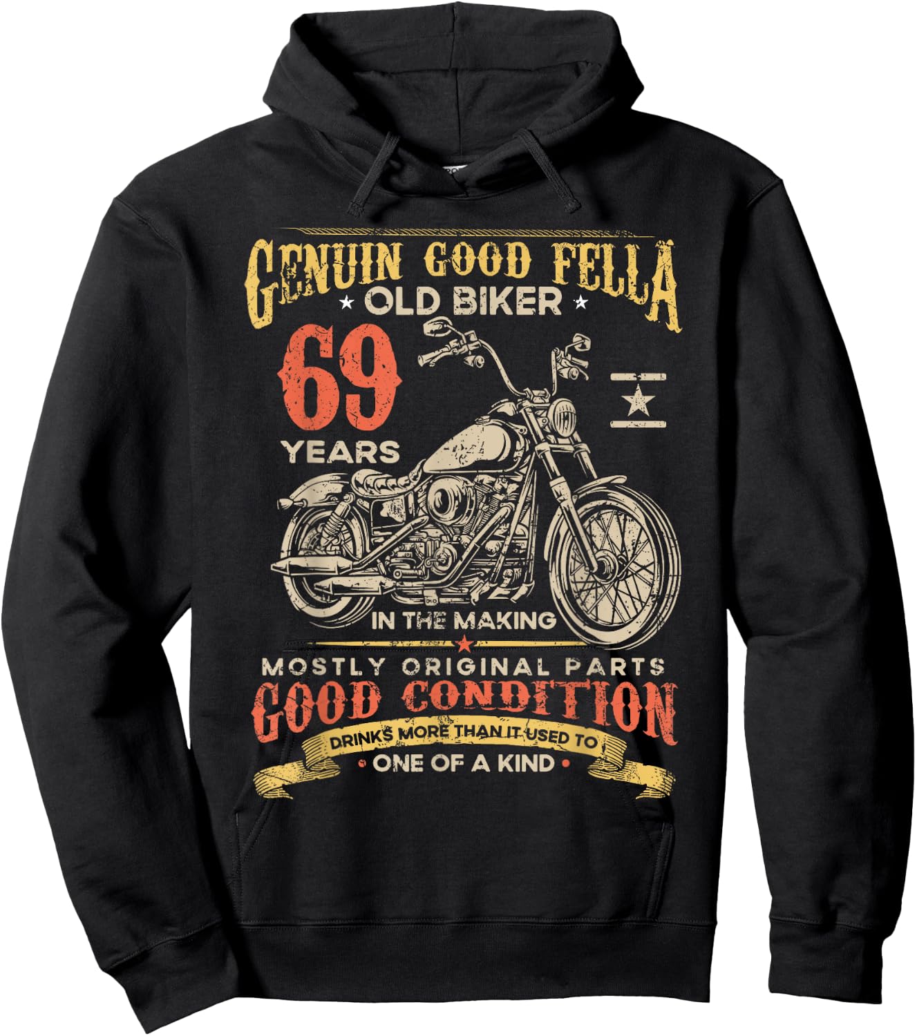 Old Biker 69 Years In The Making 69th Birthday Biker Hoodie - Hoodie | Black