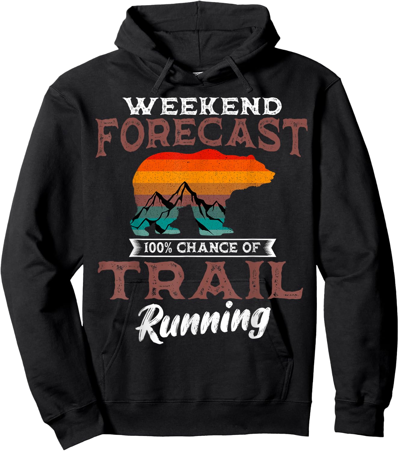 Trail Running Retro Vintage Weekend Forecast Runner Sport Hoodie - Hoodie | Black