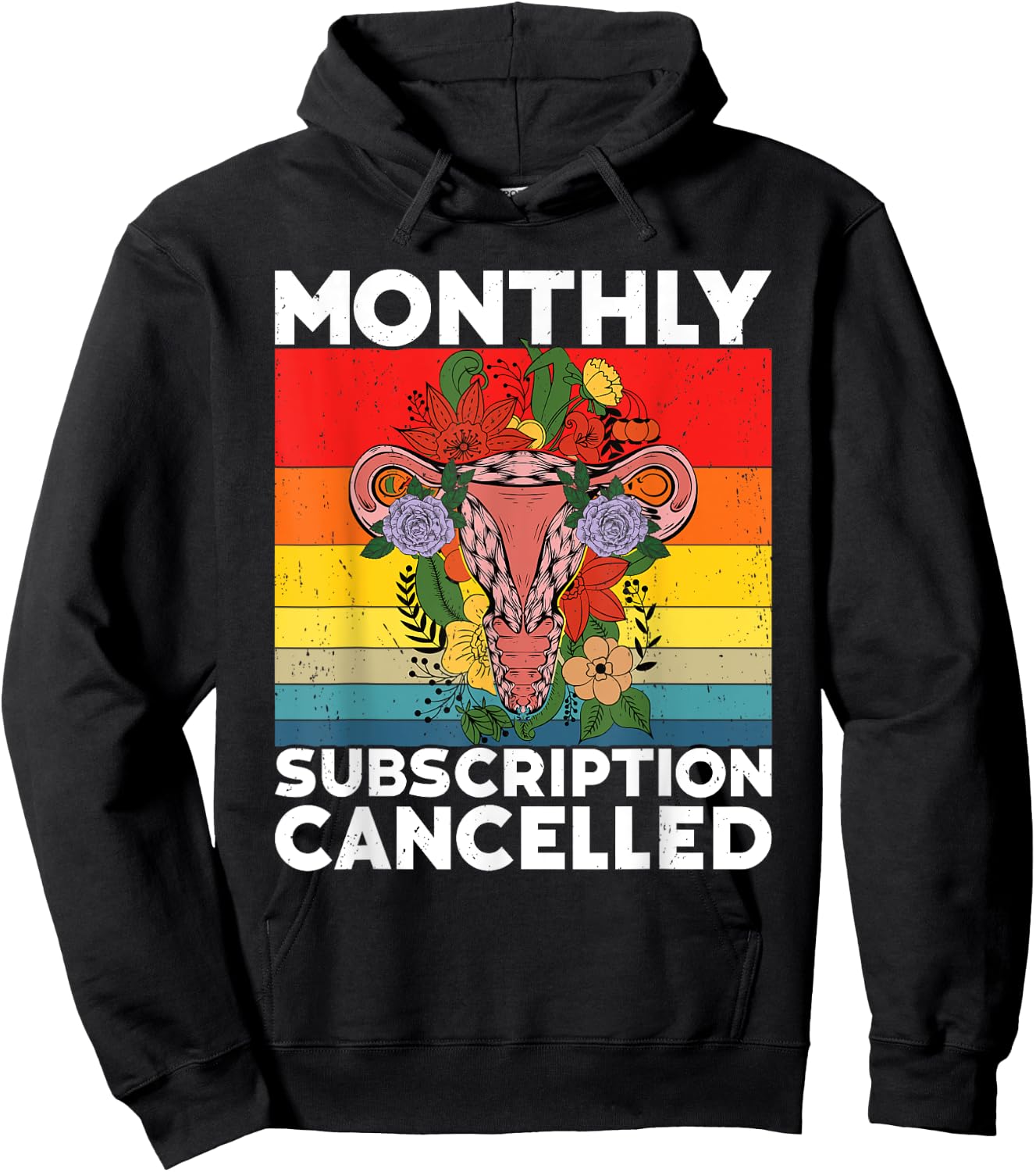Retro Uterus Support Hysterectomy Recovery Products Hoodie - Hoodie | Black