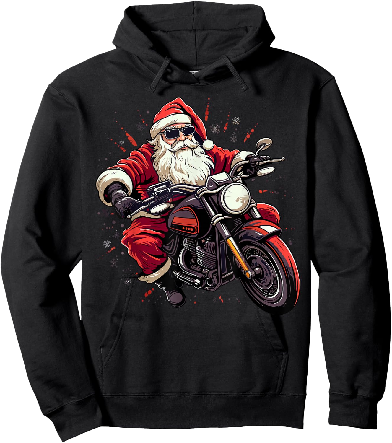 Motorcycle Santa Christmas Rider Xmas Hoodie - Hoodie | Black