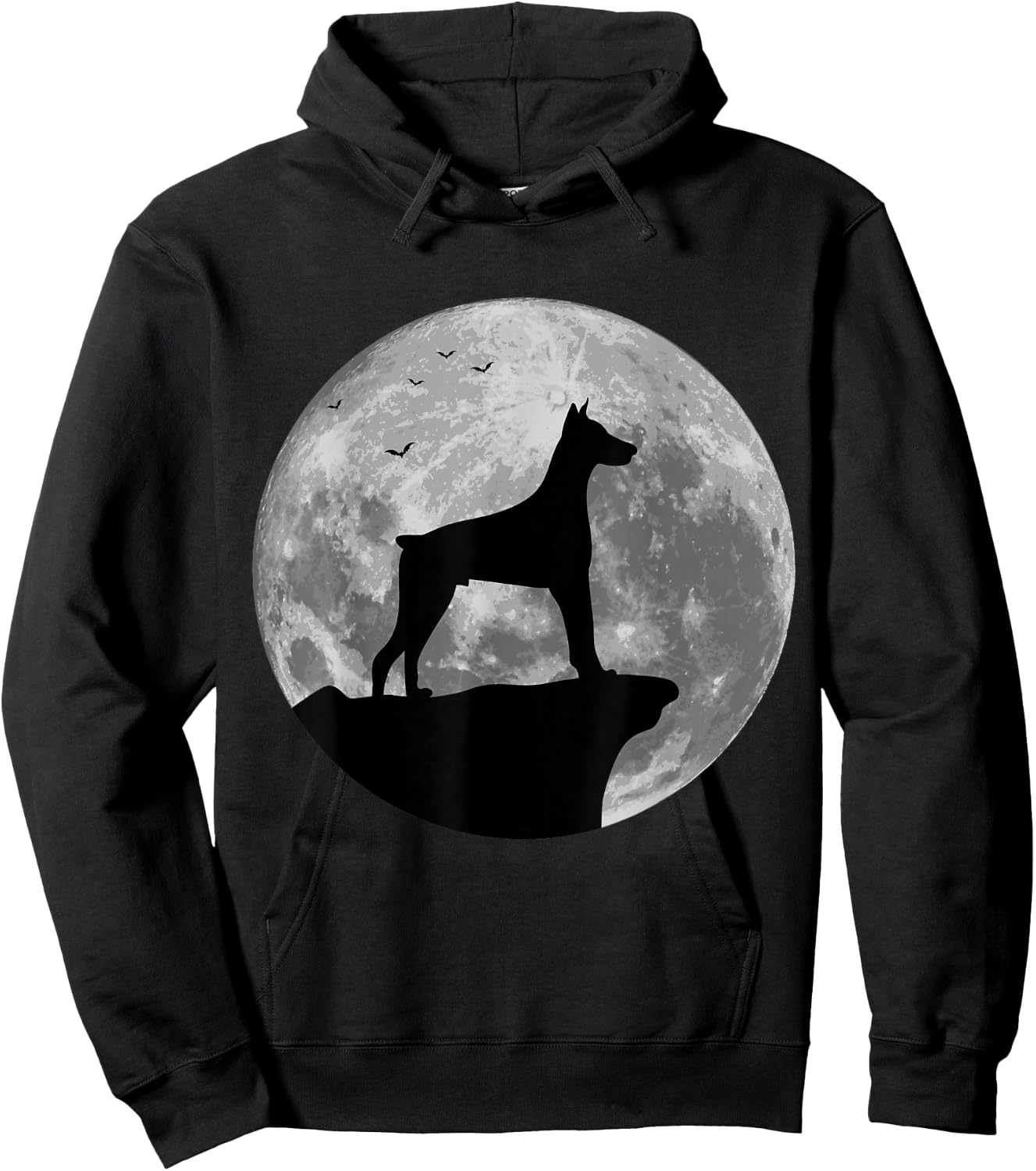 Doberman Silhouette In The Moon Halloween Costume Hoodie - Hoodie | Black