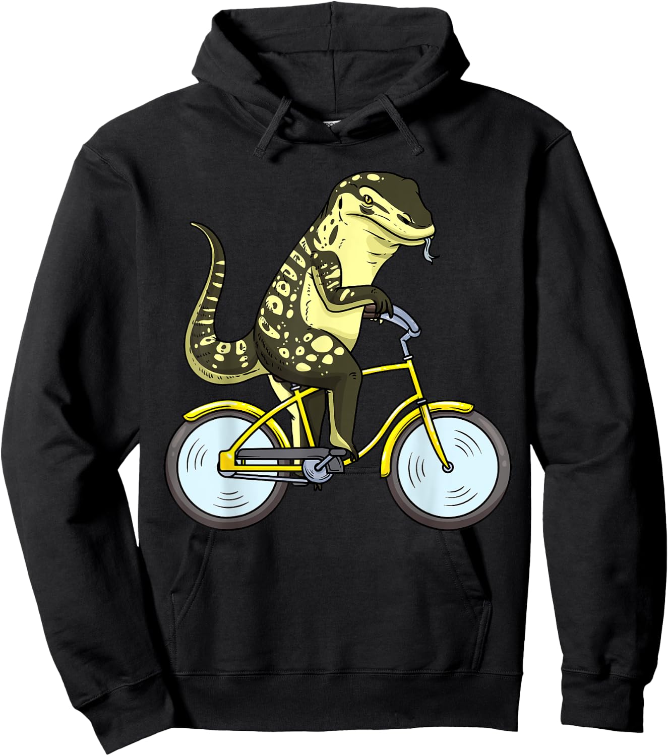Asian Water Monitor Lizard On Bike Reptile Cyclist Hoodie - Hoodie | Black