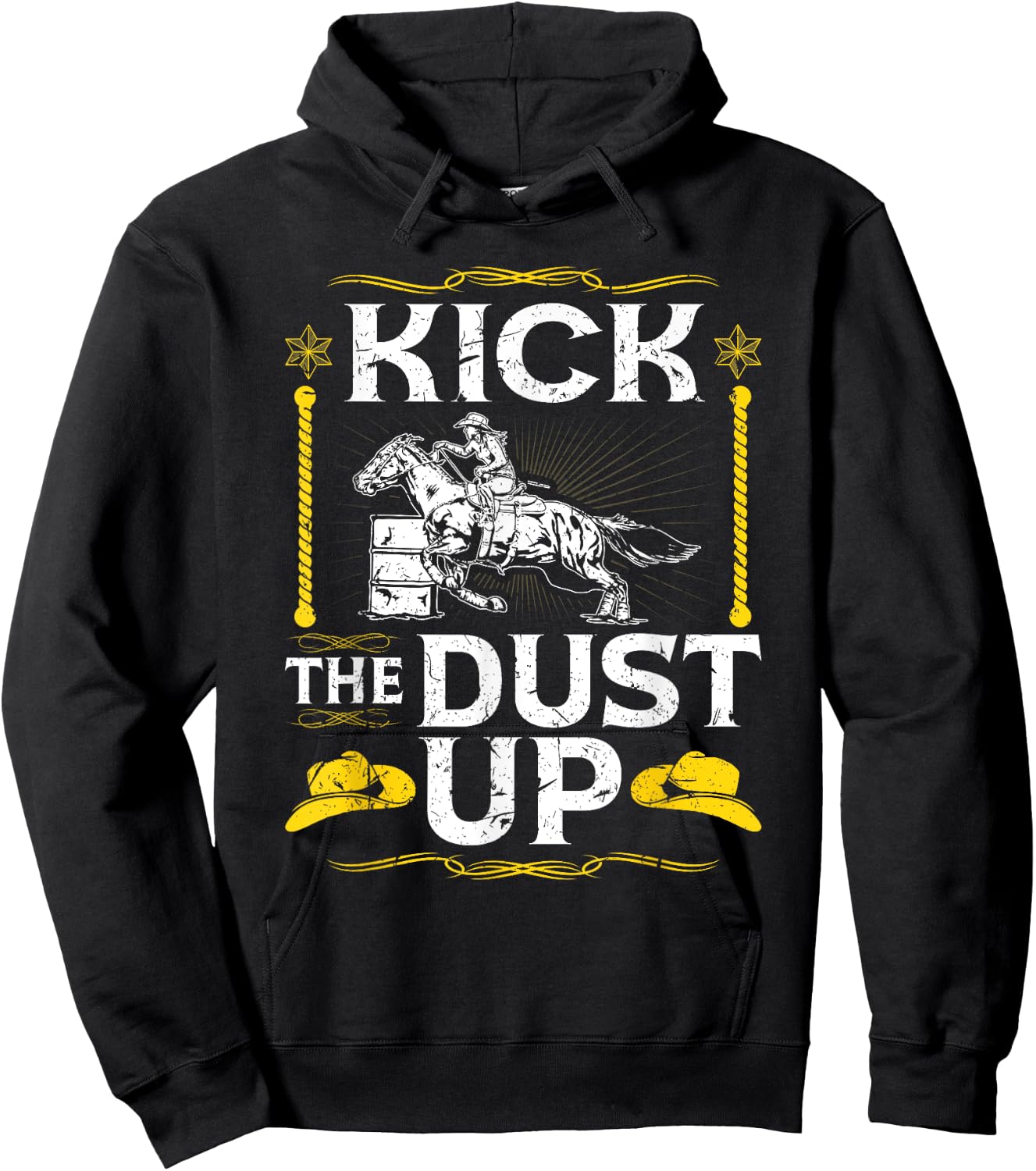 Barrel Racing Kick The Dust Up, Rodeo Cowgirl Barrel Racer Hoodie - Hoodie | Black