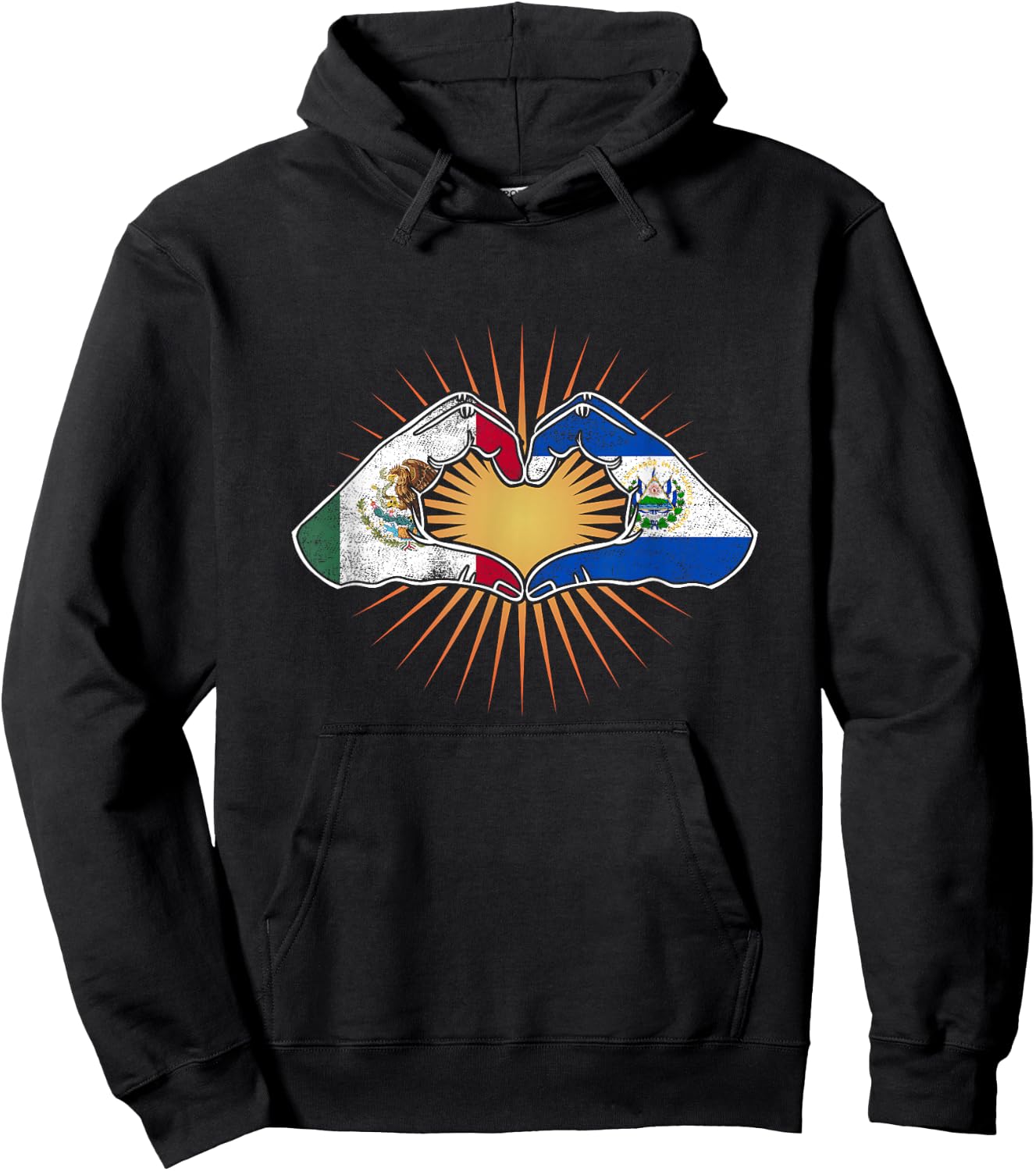 Heart Hands Mexico and El Salvador Hoodie - Hoodie | Black
