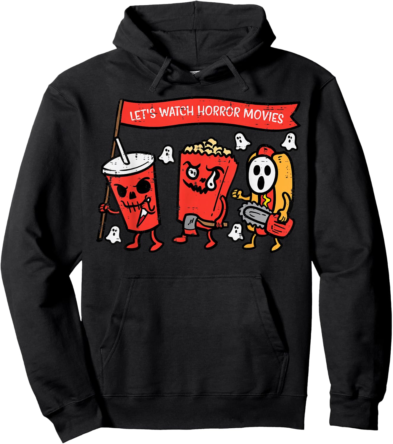 Let's Watch Horror Movies Funny Halloween Men Women Kids Hoodie - Hoodie | Black