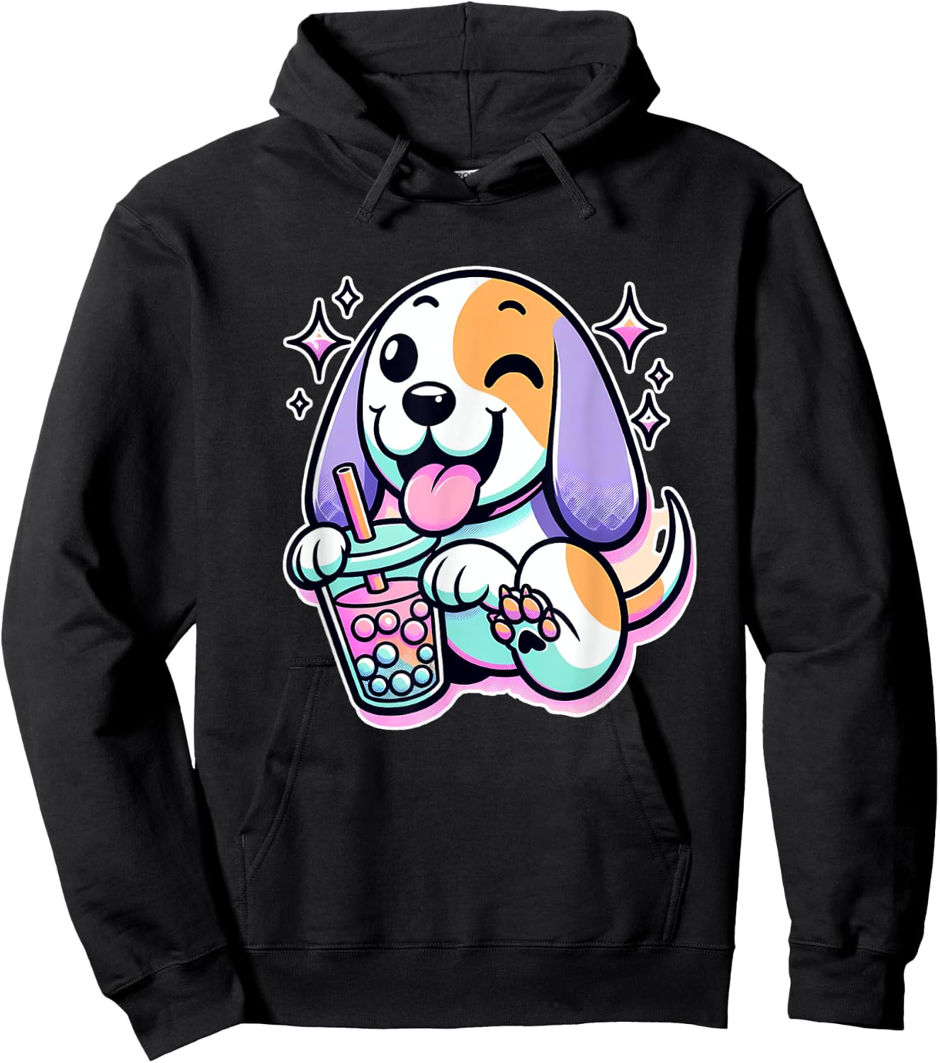 Pastel Goth Treeing Walker Coonhound Dog Bubble Tea Women Kids Hoodie - Hoodie | Black