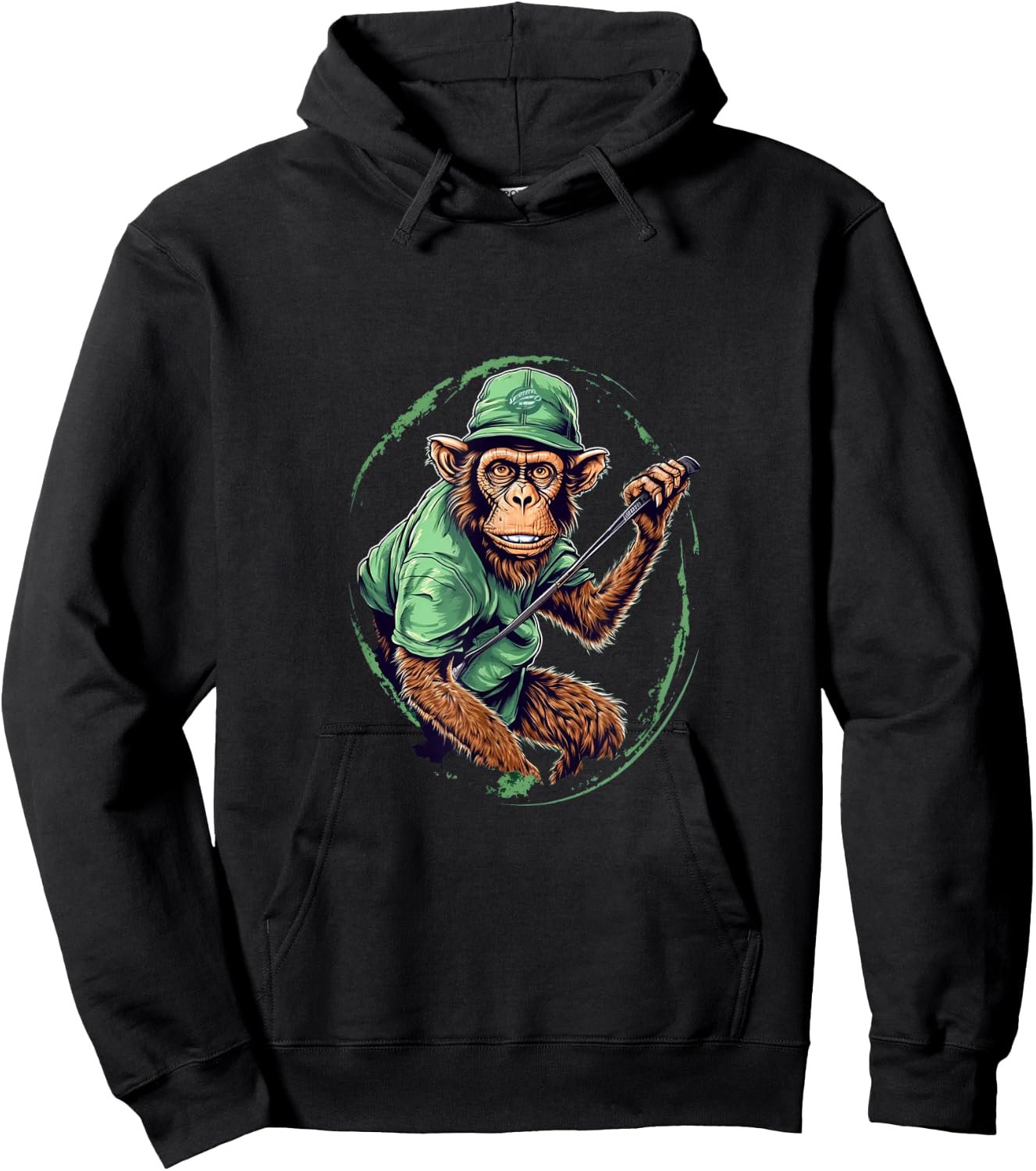 Golfer Monkey Golf Club Golf Player Golfing Ape Primate Hoodie - Hoodie | Black
