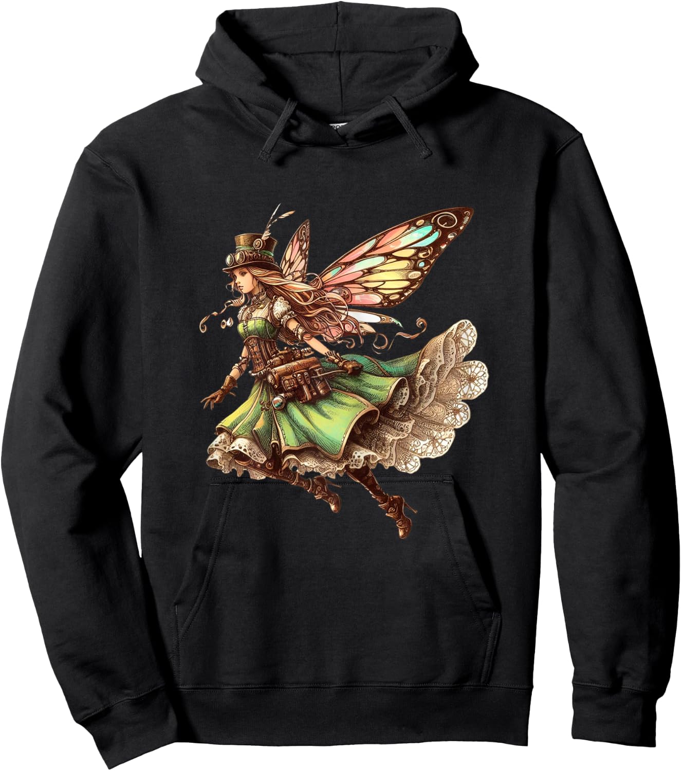 Lovely Steampunk Fairy Hoodie - Hoodie | Black