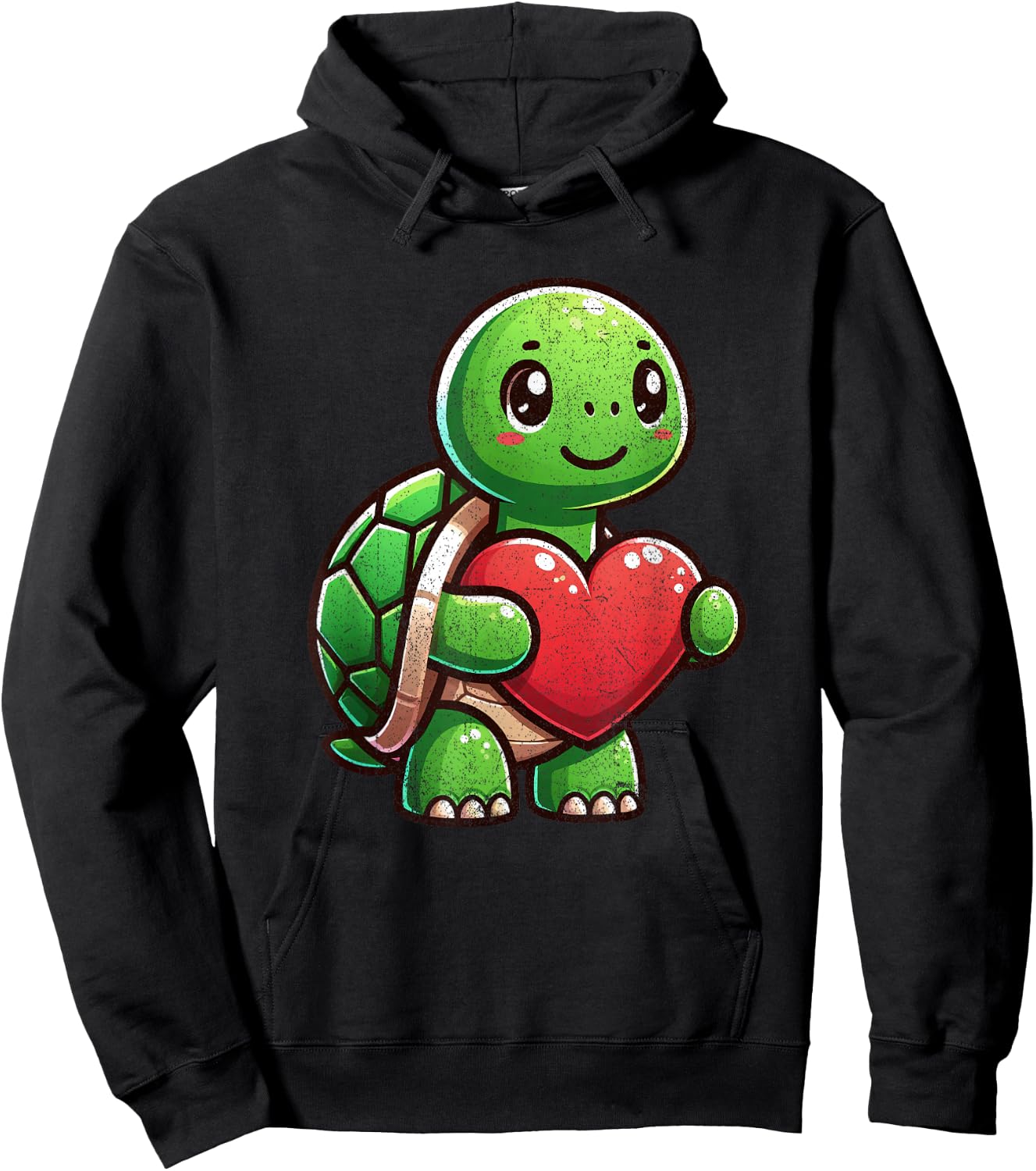 Valentines Turtle Heart Lover Funny Boys Girls Kids Men Hoodie - Hoodie | Black