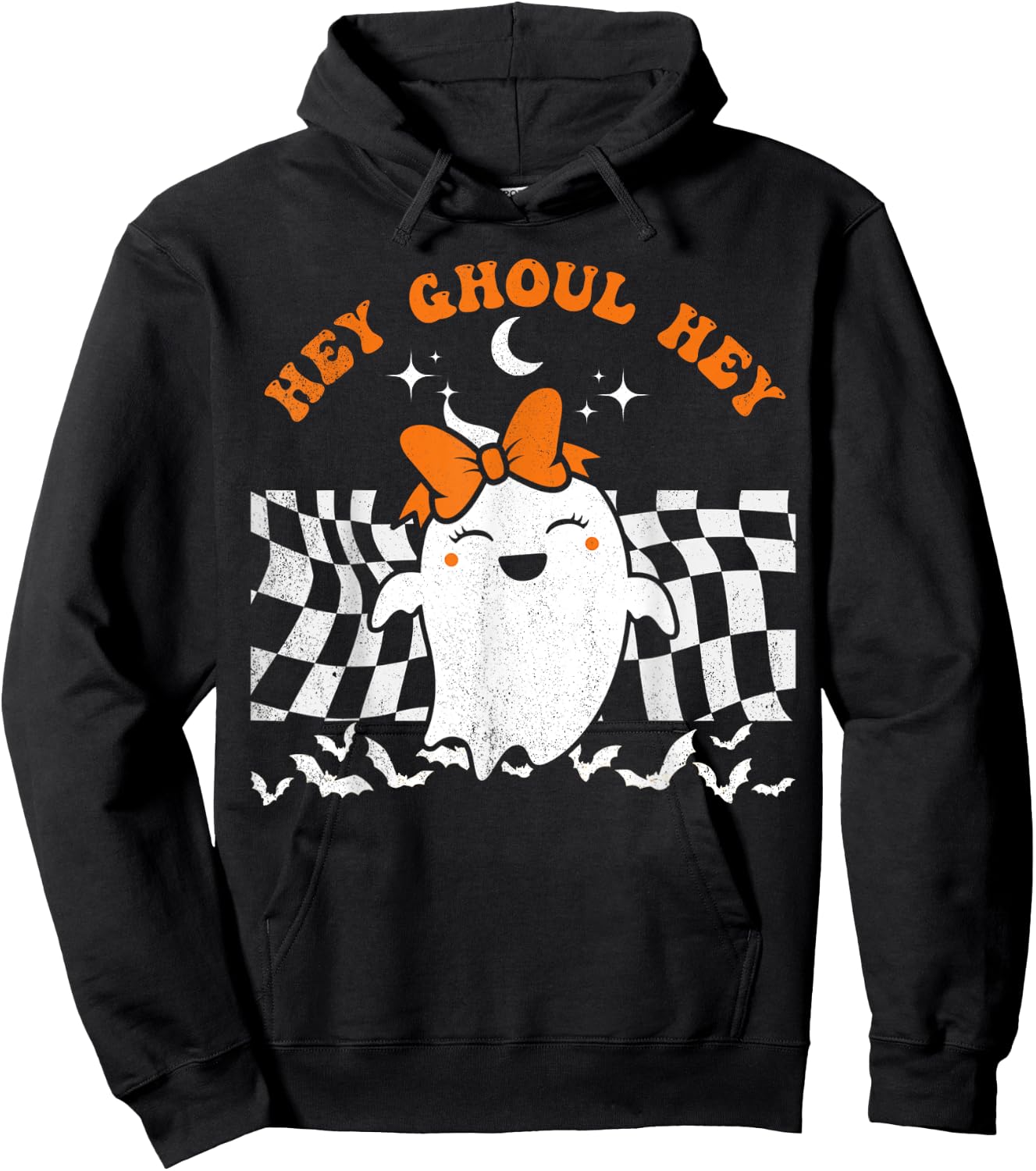 Hey Ghoul Hey Ghost Halloween Funny Pun Spooky Vintage Hoodie - Hoodie | Black