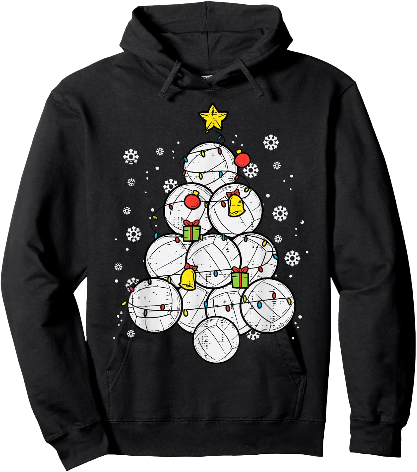 Volleyball Christmas Tree Xmas Sports Player Men Women Kids Hoodie - Hoodie | Black