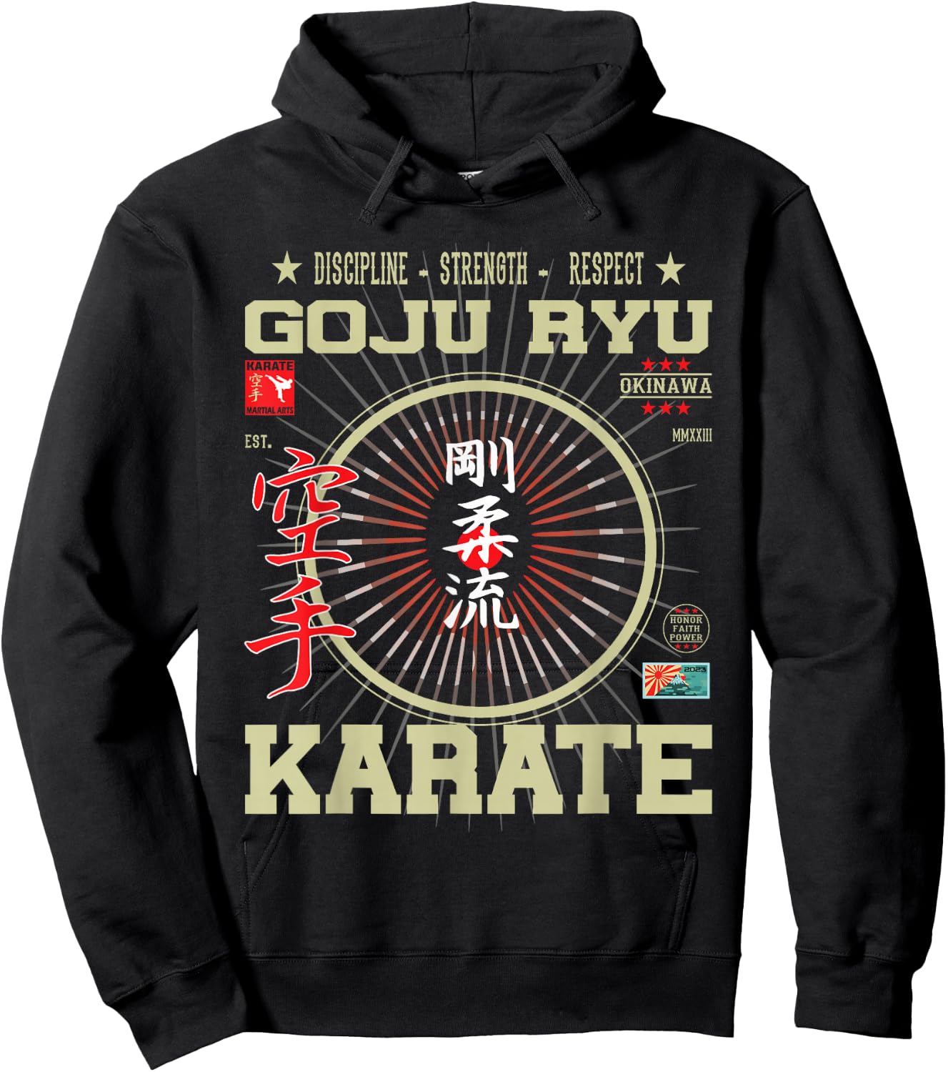 Goju Ryu Kanji Design for Karateka and Martial Arts Fans Hoodie - Hoodie | Black