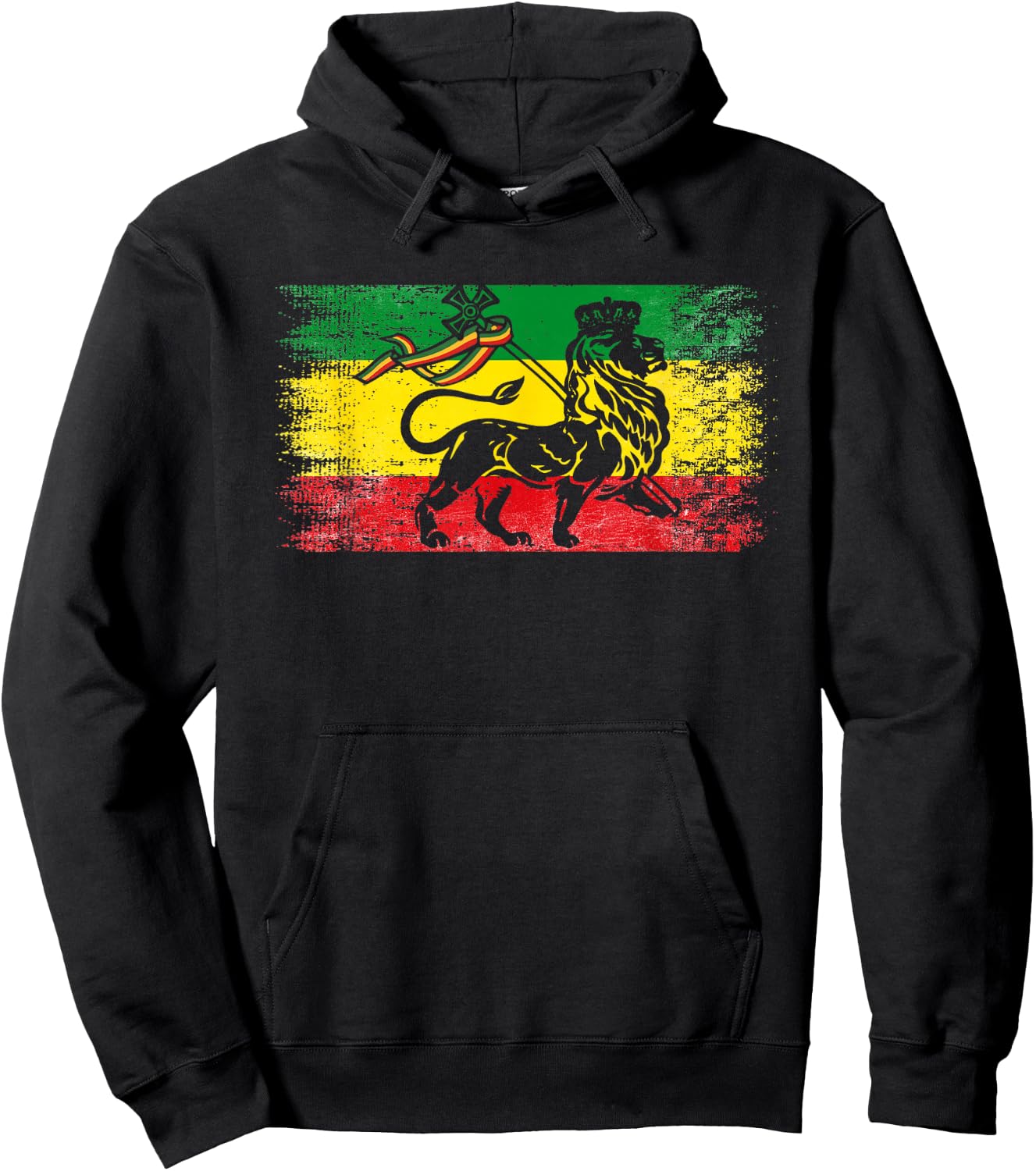 Lion of Judah Rasta Ethiopian Reggae Old Ethiopia Flag Fan Hoodie - Hoodie | Black