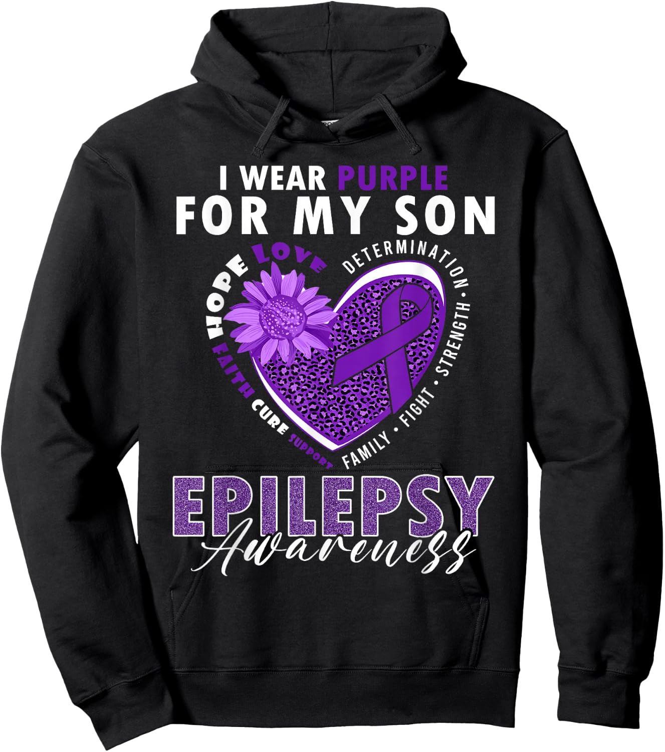 I Wear Purple For My Son Epilepsy Awareness Supporter Hoodie - Hoodie | Black
