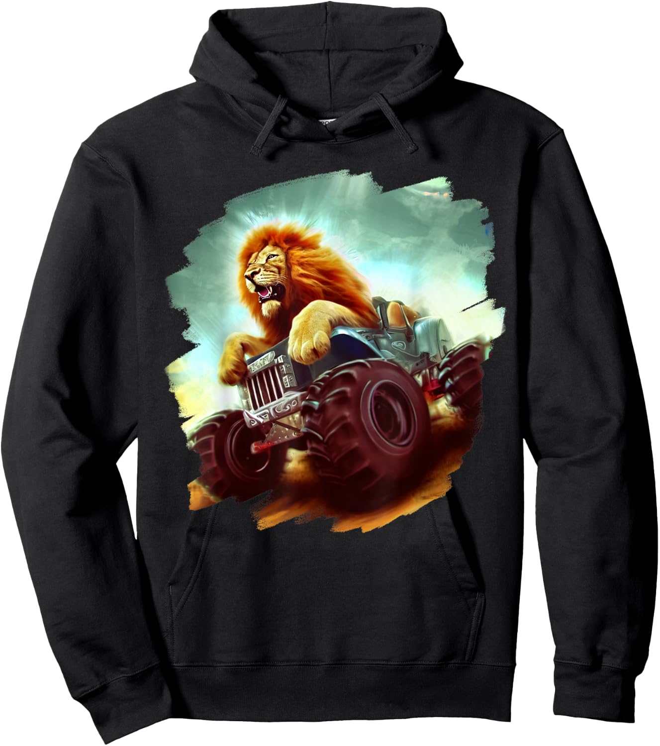 Lion Riding Monster Truck Cool Lion Monster Truck Hoodie - Hoodie | Black